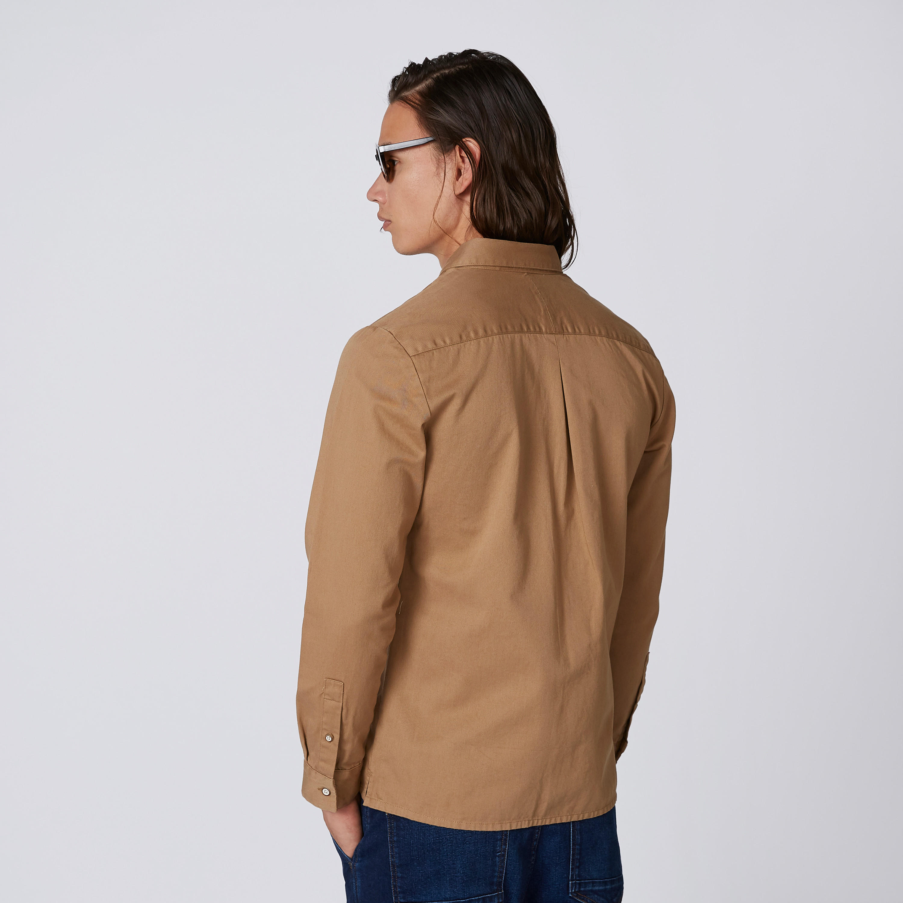 Plain Shirt with Long Sleeves and Chest Pockets-men-clothing-shirts-image-2