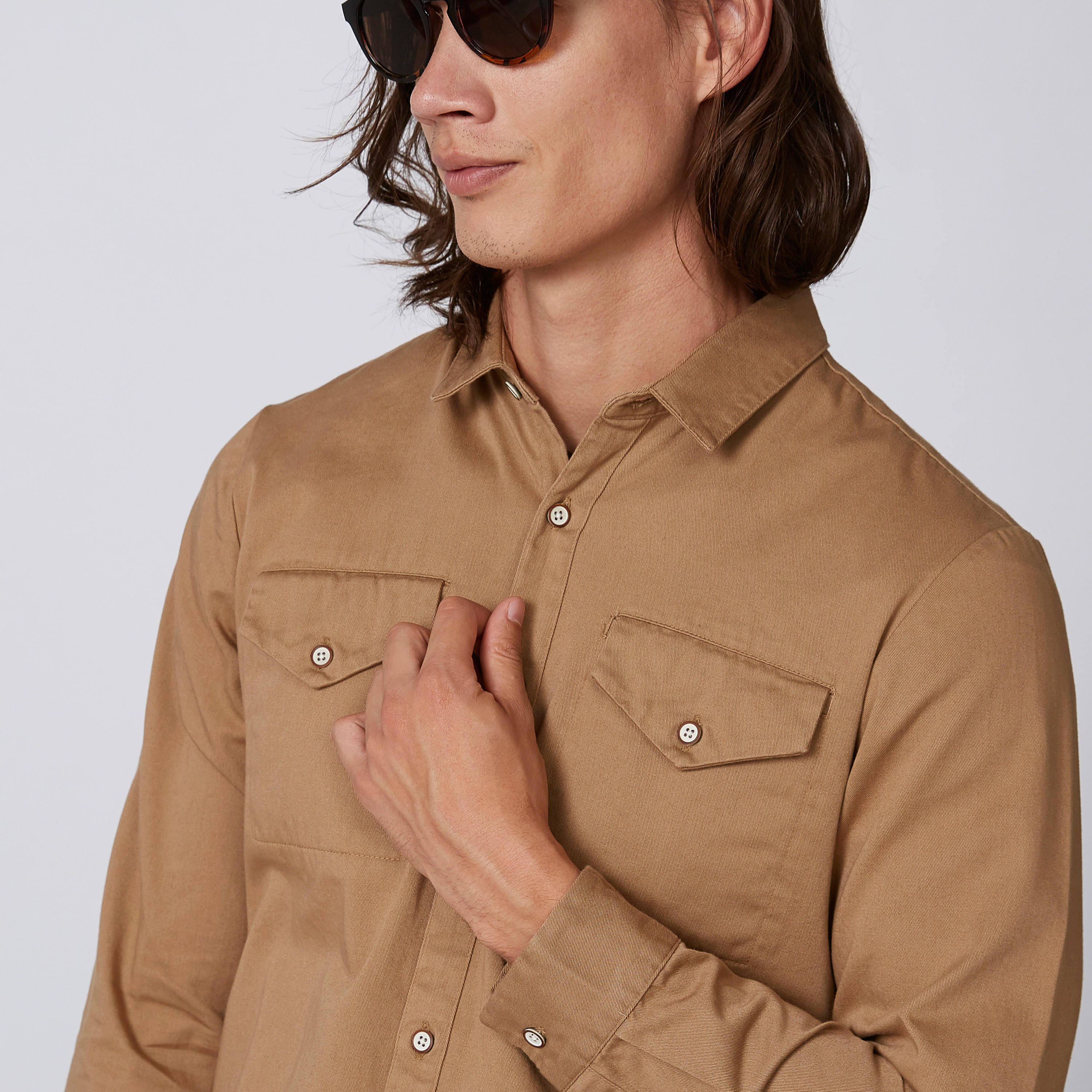 Plain Shirt with Long Sleeves and Chest Pockets-men-clothing-shirts-image-5