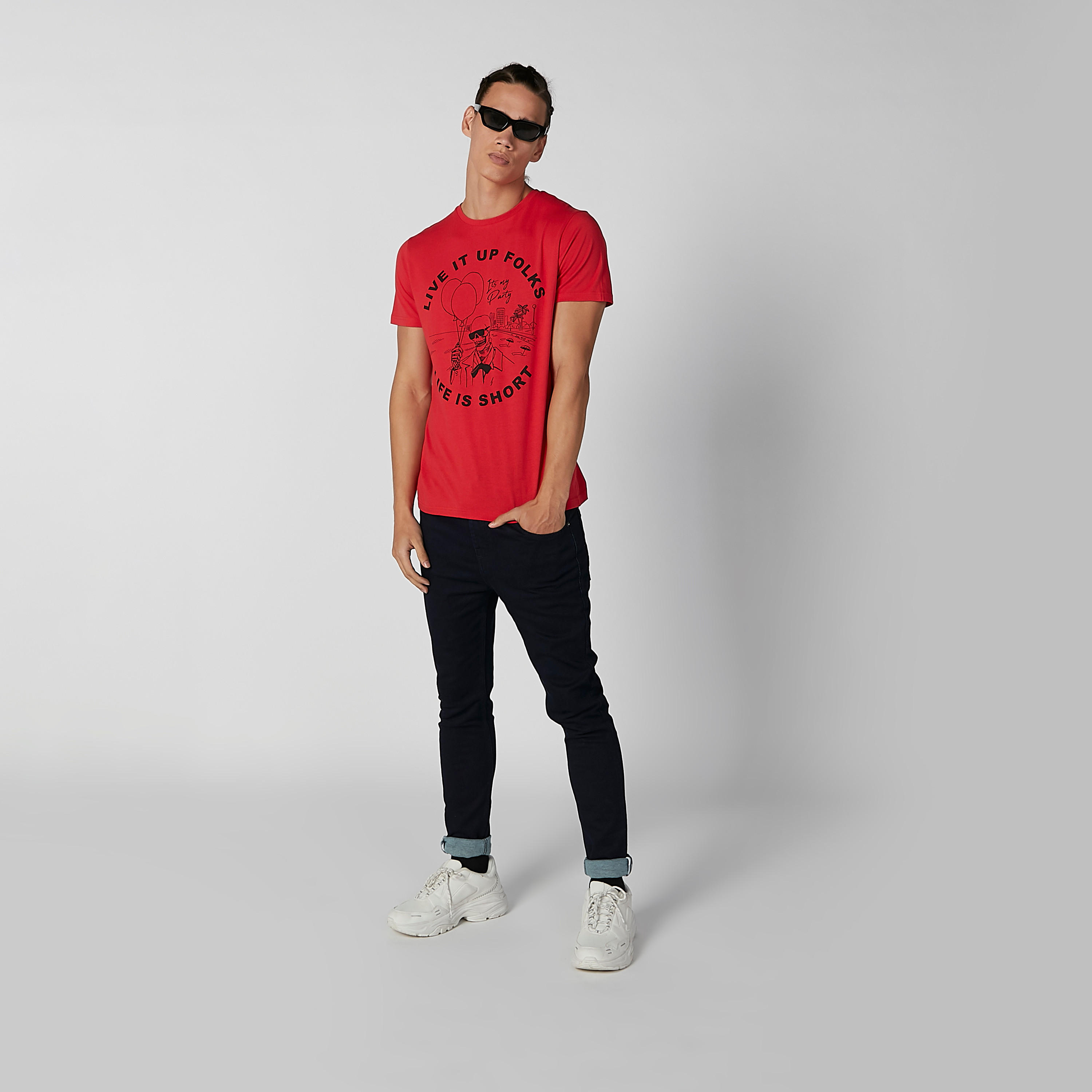 Printed T-shirt with Round Neck and Short Sleeves-men-clothing-tshirtsandpolos-tshirts-image-2