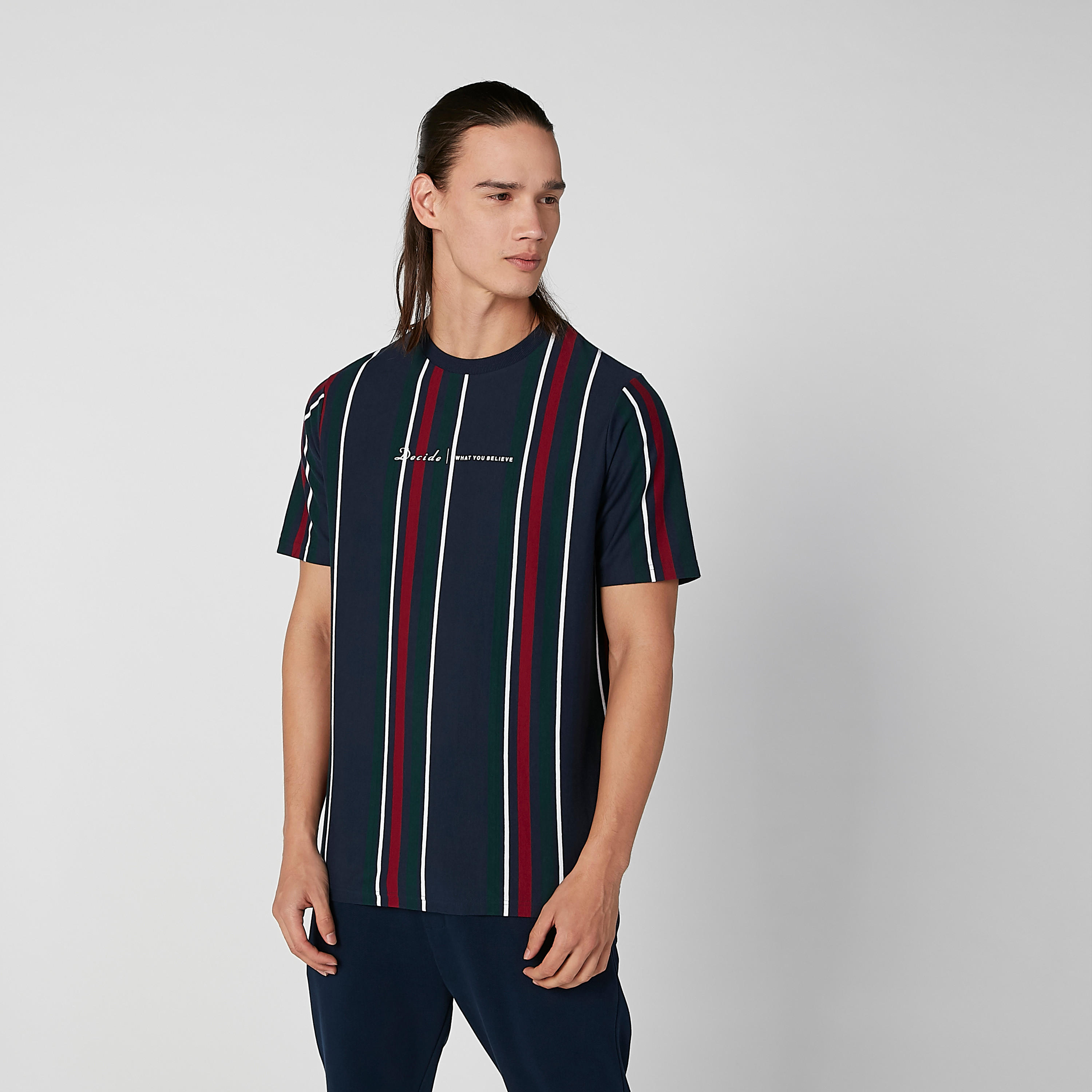 تيشيرت مقلّم بياقة مستديرة وأكمام قصيرة-men-clothing-tshirtsandpolos-tshirts-image-1
