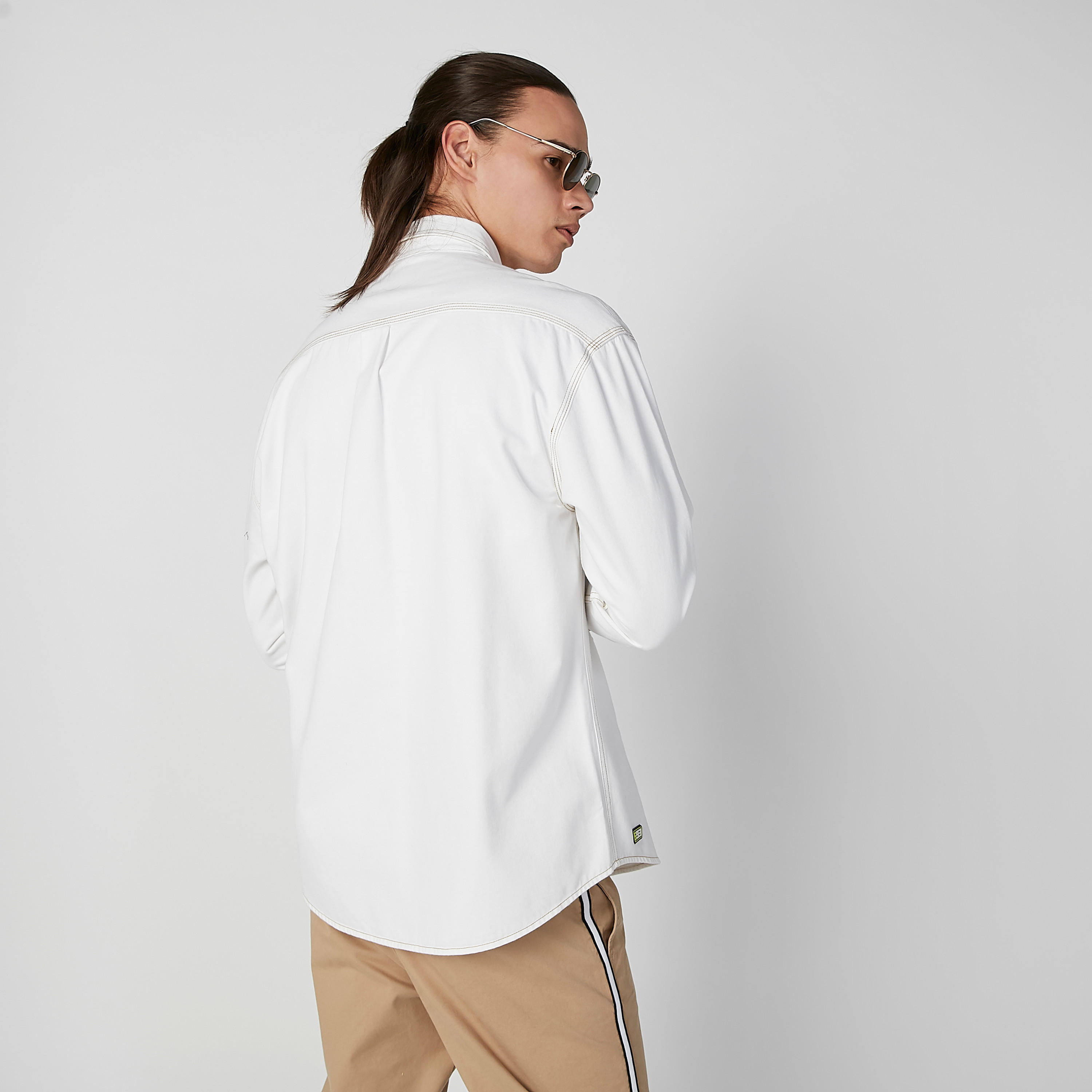 Plain Shirt with Spread Collar and Long Sleeves-men-clothing-shirts-image-4