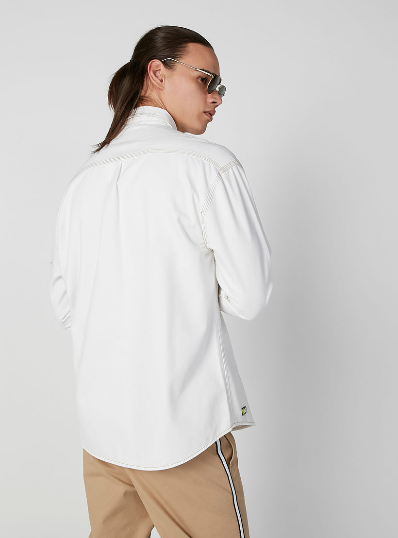 Plain Shirt with Spread Collar and Long Sleeves-men-clothing-shirts-image-4
