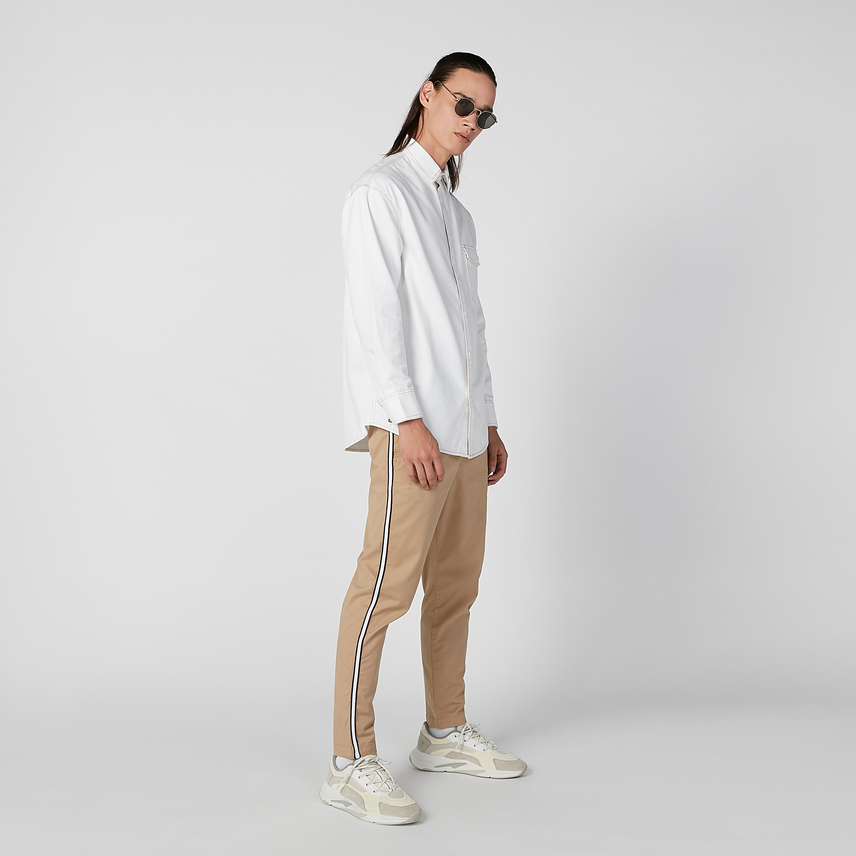 Plain Shirt with Spread Collar and Long Sleeves-men-clothing-shirts-image-5