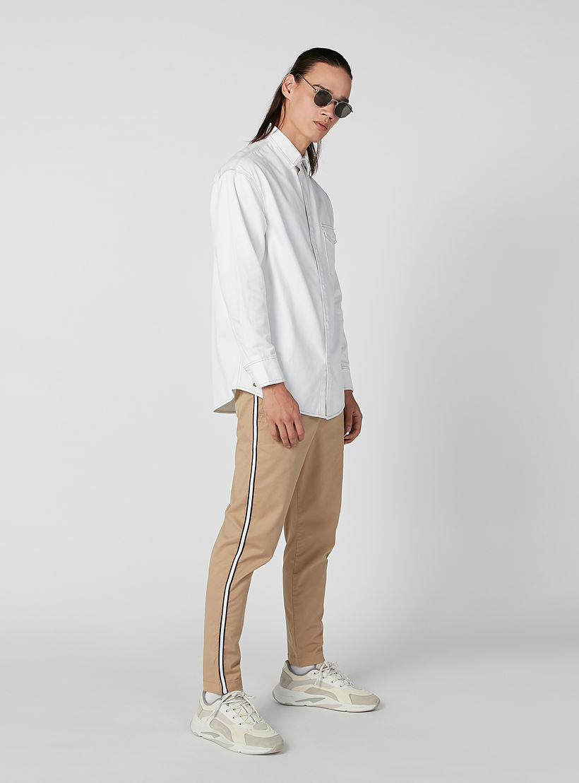 Plain Shirt with Spread Collar and Long Sleeves-men-clothing-shirts-image-5