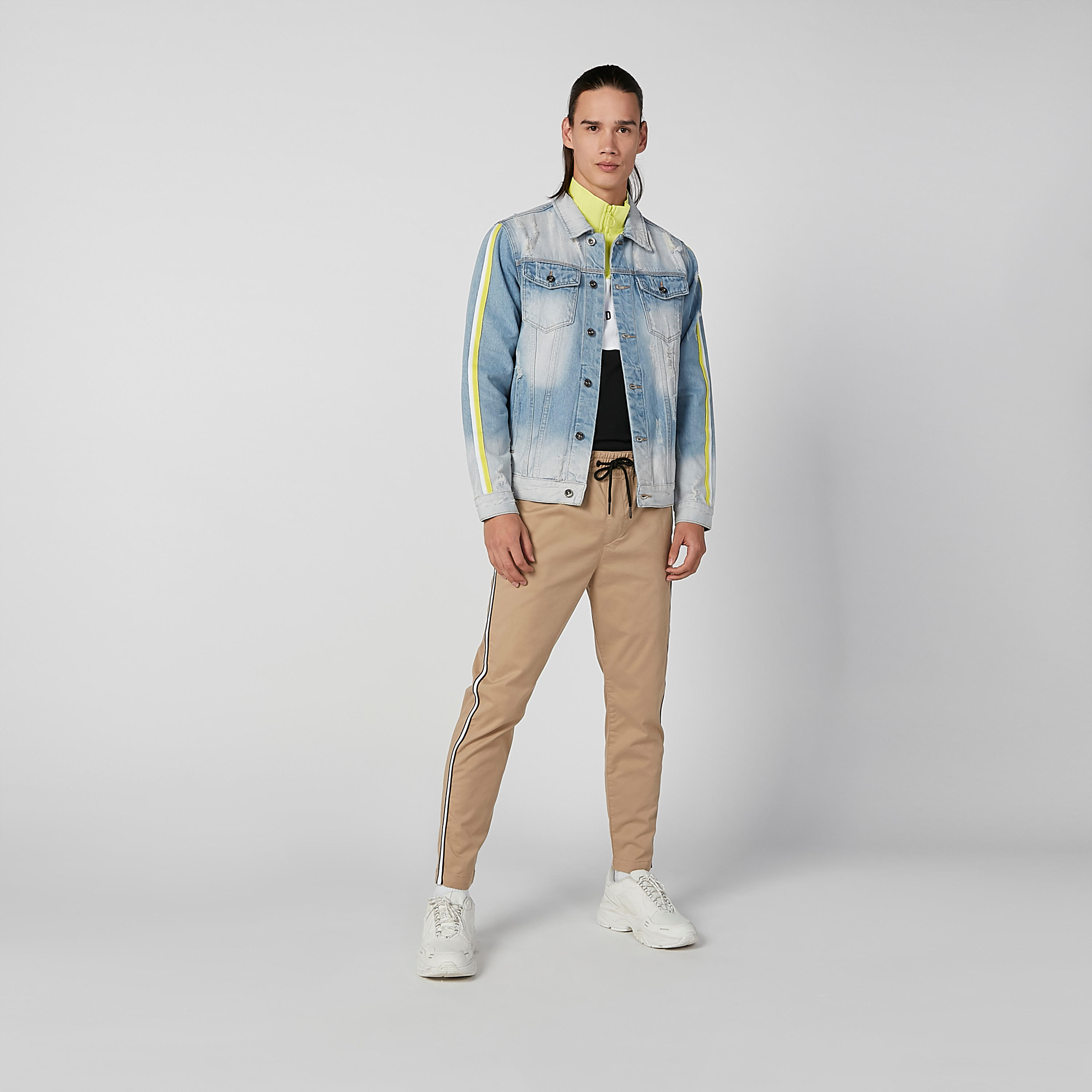 Plain Denim Jacket with Tape Detail and Flap Pockets-men-clothing-jacketsandblazers-jackets-image-2