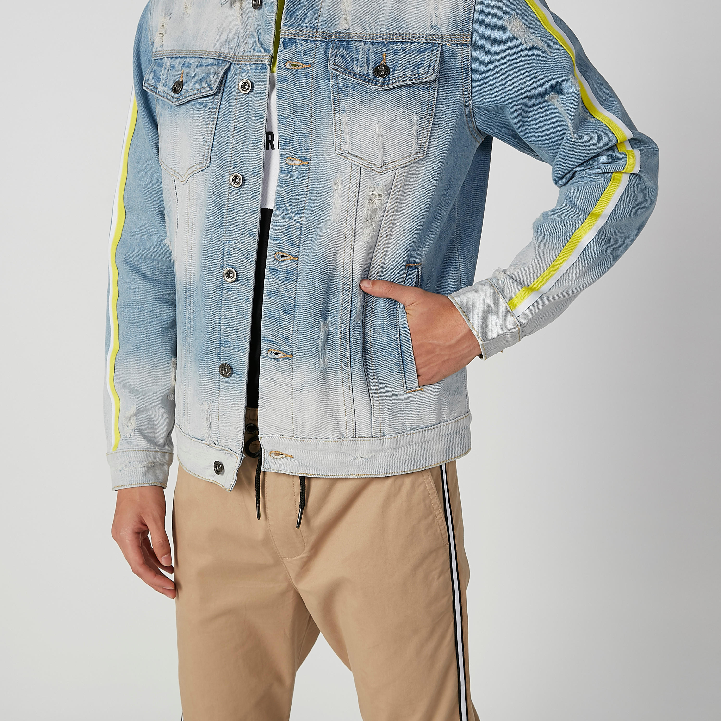 Plain Denim Jacket with Tape Detail and Flap Pockets-men-clothing-jacketsandblazers-jackets-image-4