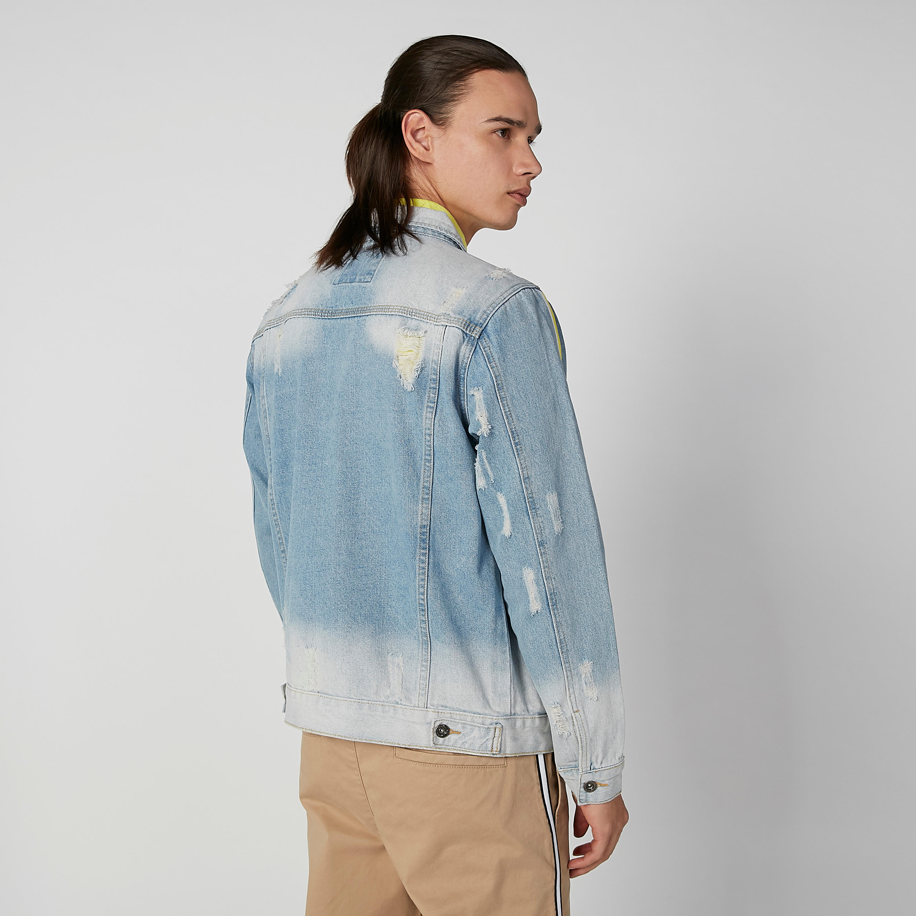 Plain Denim Jacket with Tape Detail and Flap Pockets-men-clothing-jacketsandblazers-jackets-image-5