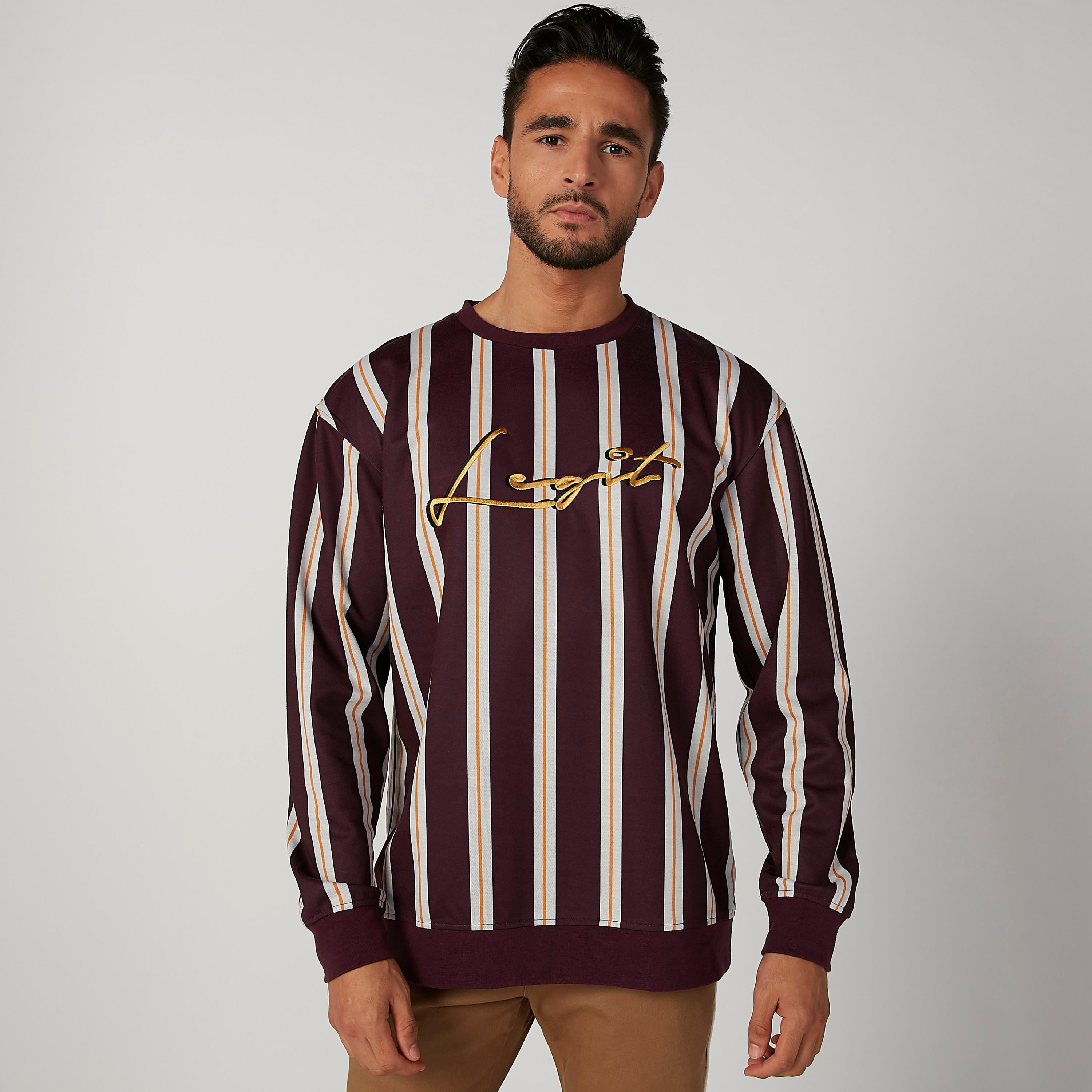 Striped Sweater with Crew Neck and Long Sleeves-men-winterwear-hoodiesandsweatshirts-image-1