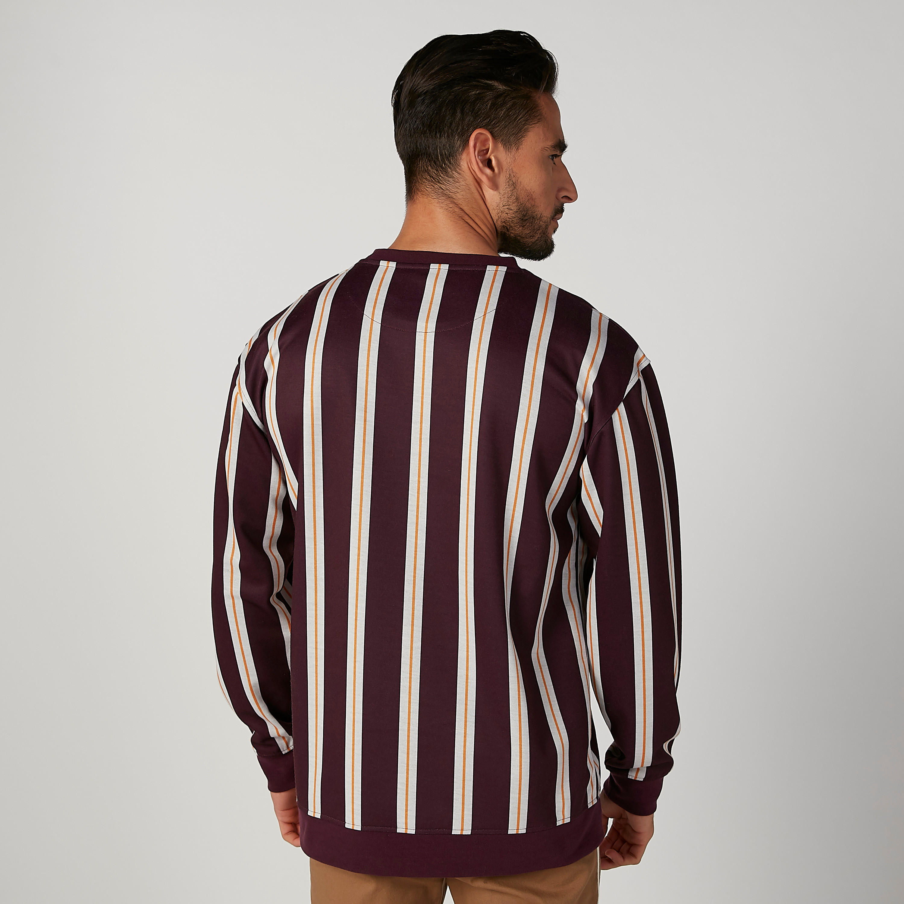 Striped Sweater with Crew Neck and Long Sleeves-men-winterwear-hoodiesandsweatshirts-image-2