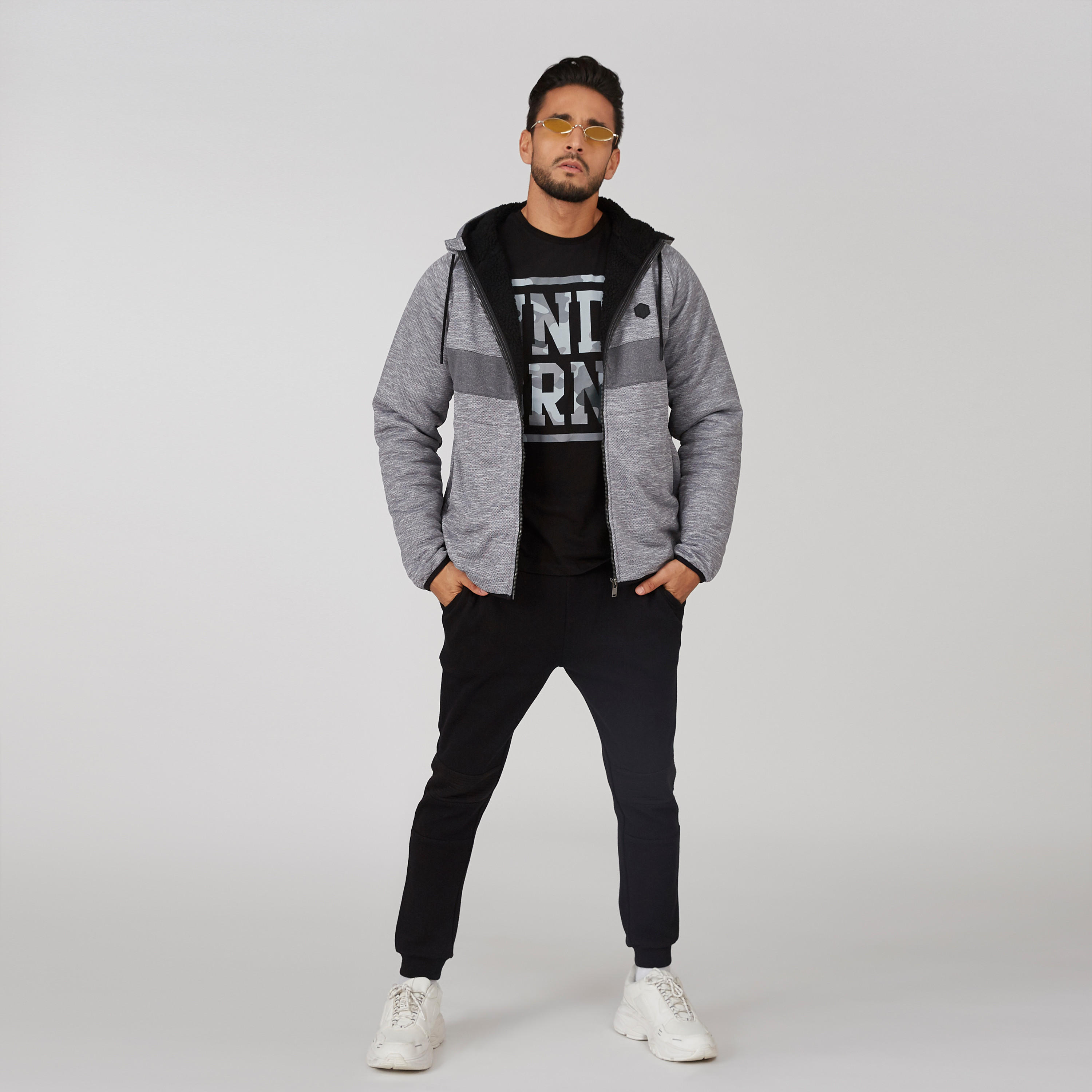 Textured Jacket with Kangaroo Pockets and Hood-men-clothing-jacketsandblazers-jackets-image-1