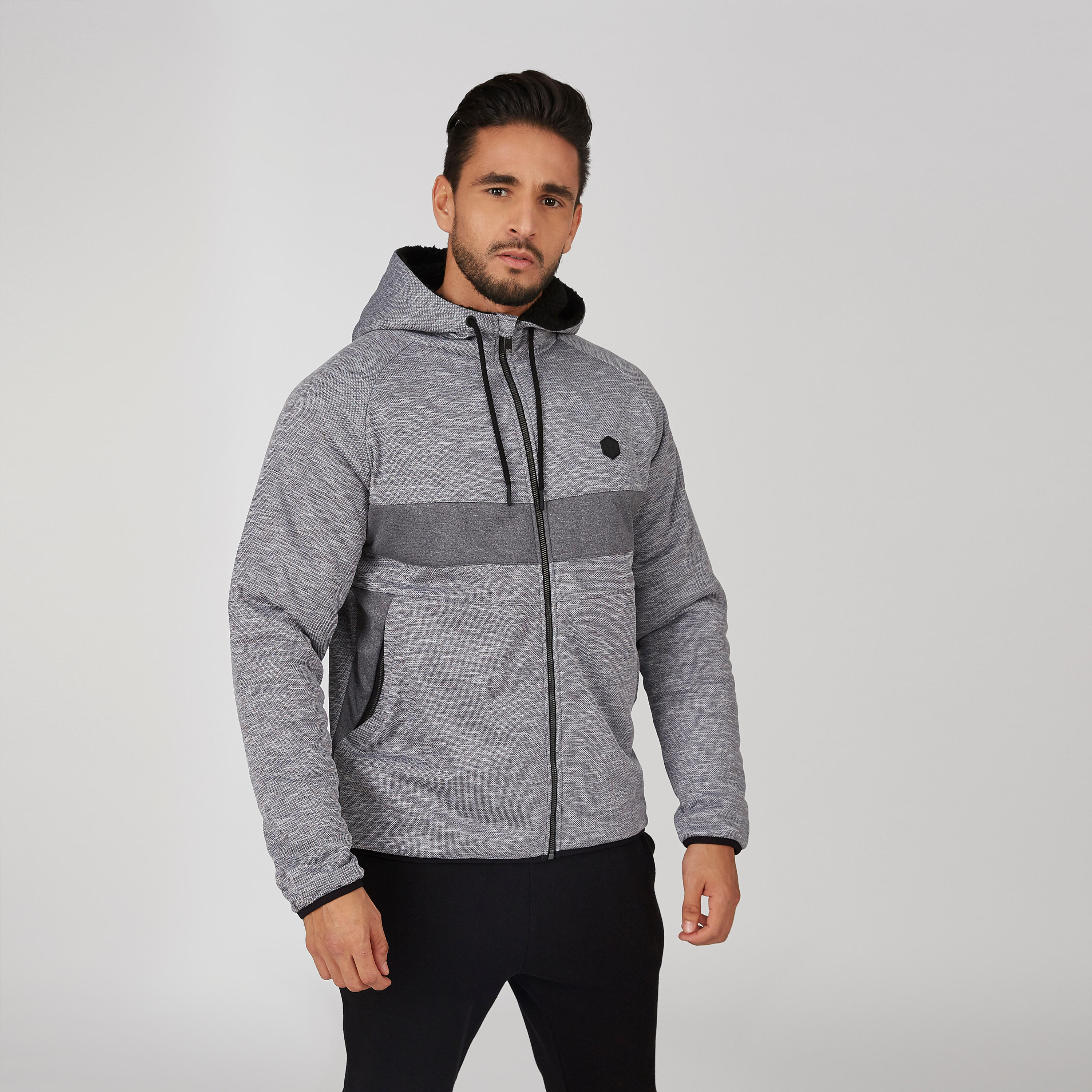 Textured Jacket with Kangaroo Pockets and Hood-men-clothing-jacketsandblazers-jackets-image-4