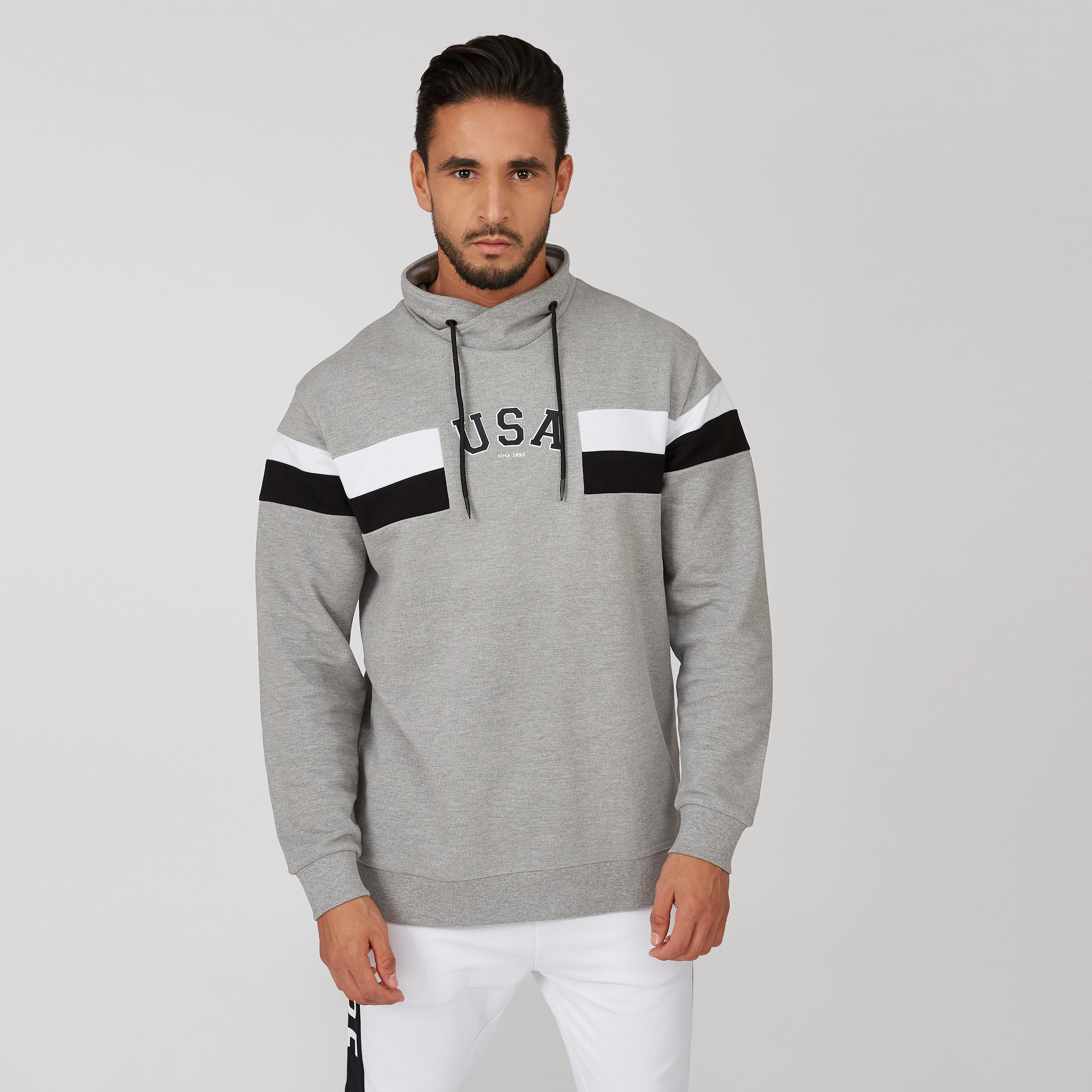 Printed Sweatshirt with Long Sleeves and Hood-men-winterwear-hoodiesandsweatshirts-image-1