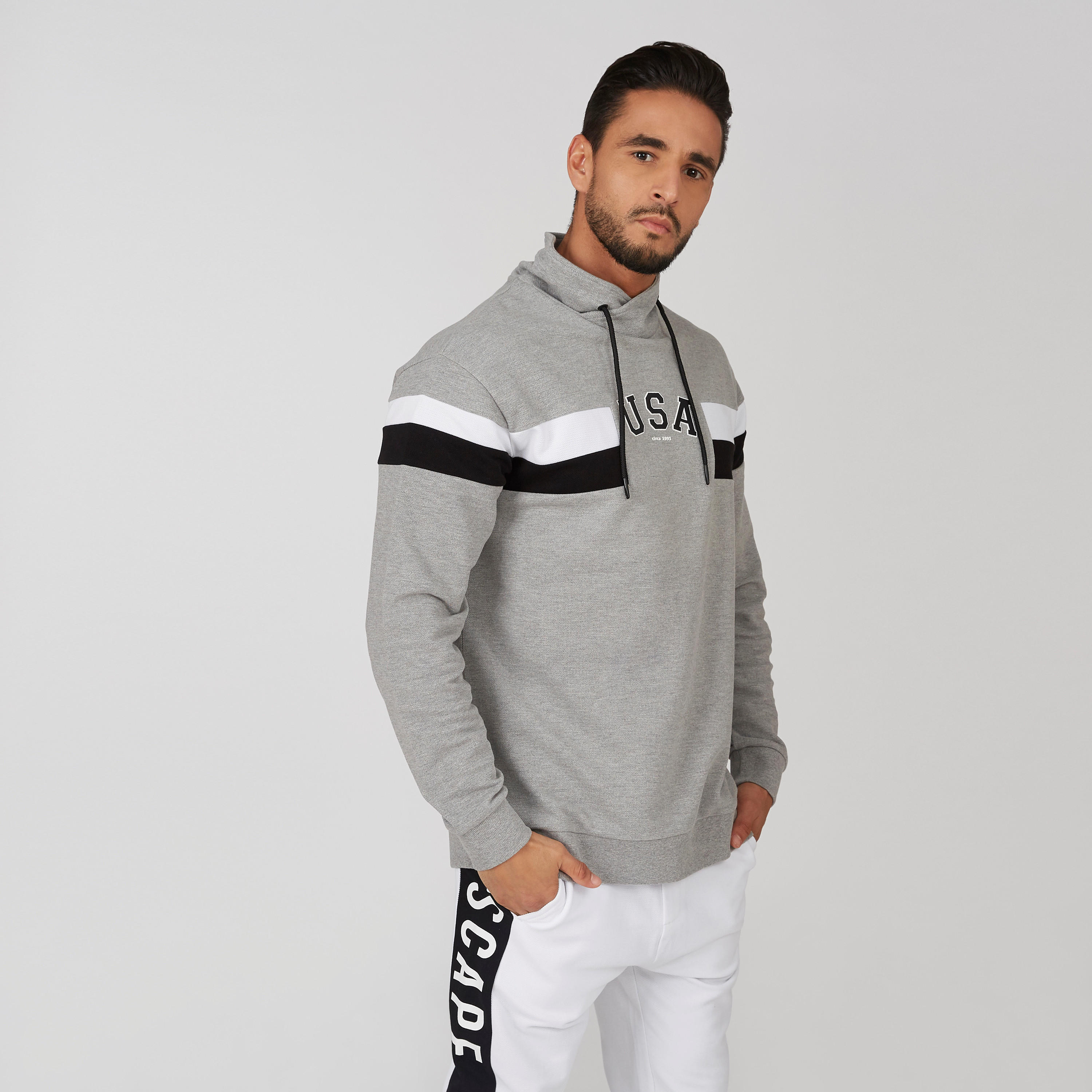 Printed Sweatshirt with Long Sleeves and Hood-men-winterwear-hoodiesandsweatshirts-image-4