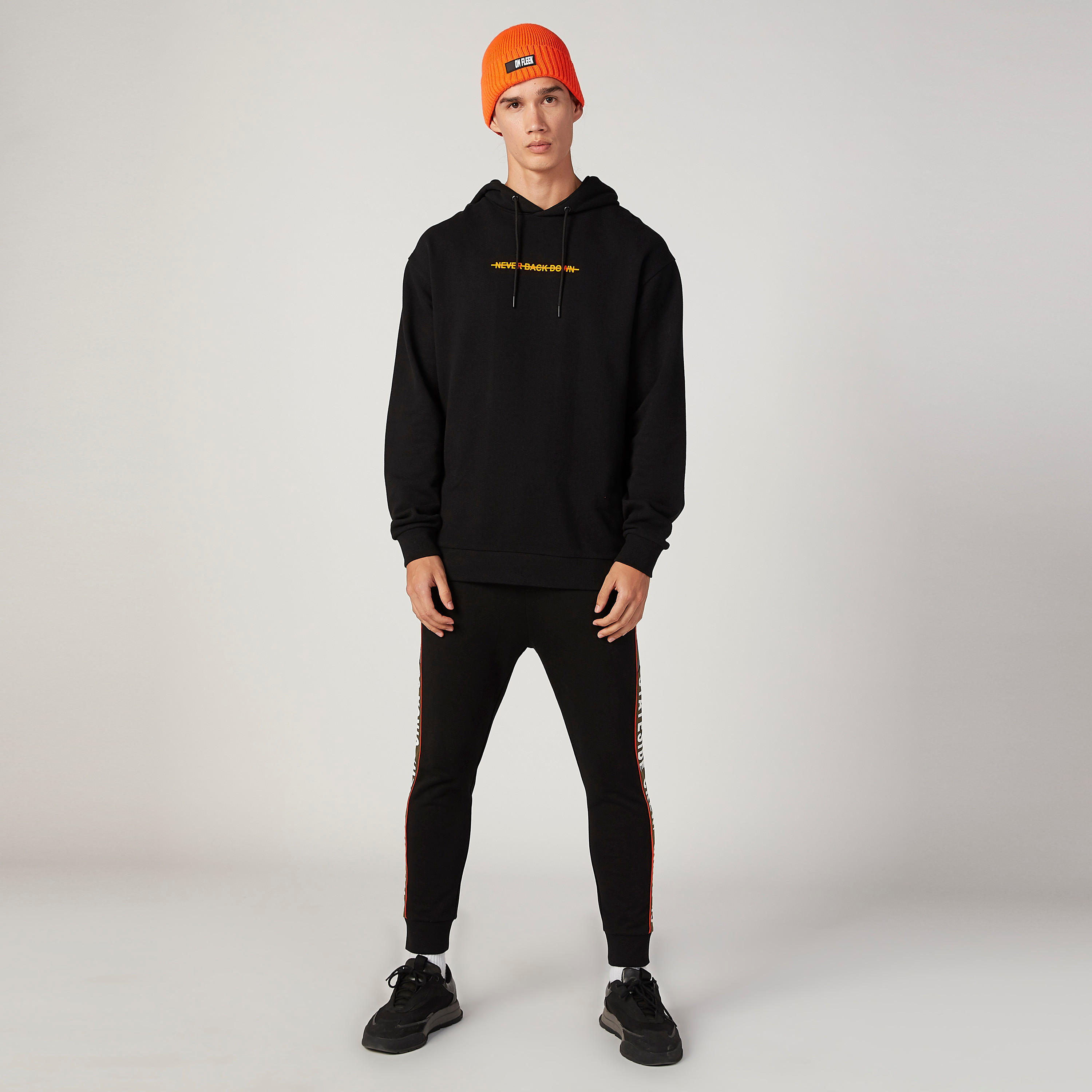 Printed Sweatshirt with Long Sleeves and Hood-men-winterwear-hoodiesandsweatshirts-image-2