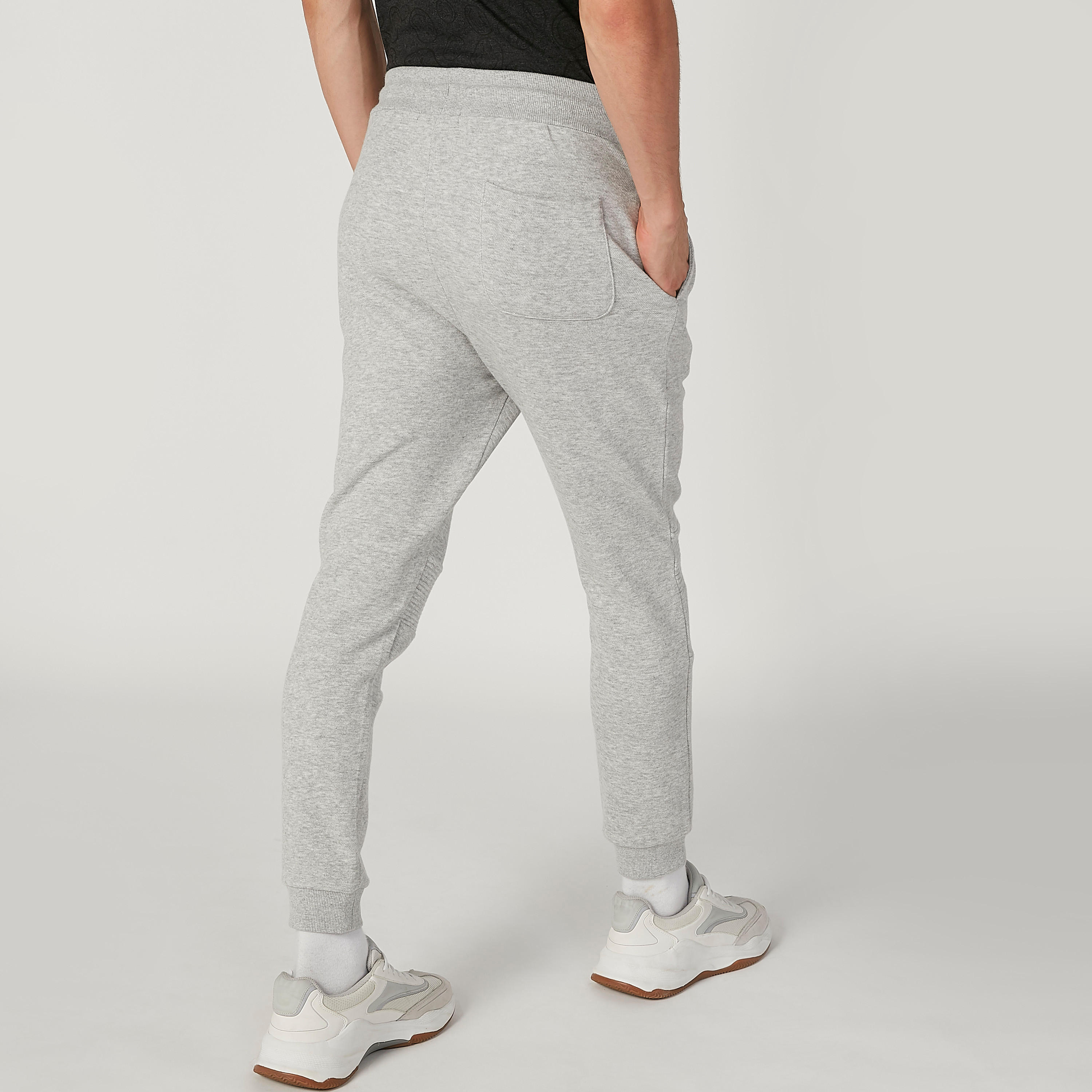 بنطلون رياضي سكيني سادة بخصر مطّاطي متوسط الارتفاع-men-clothing-bottoms-joggers-image-4