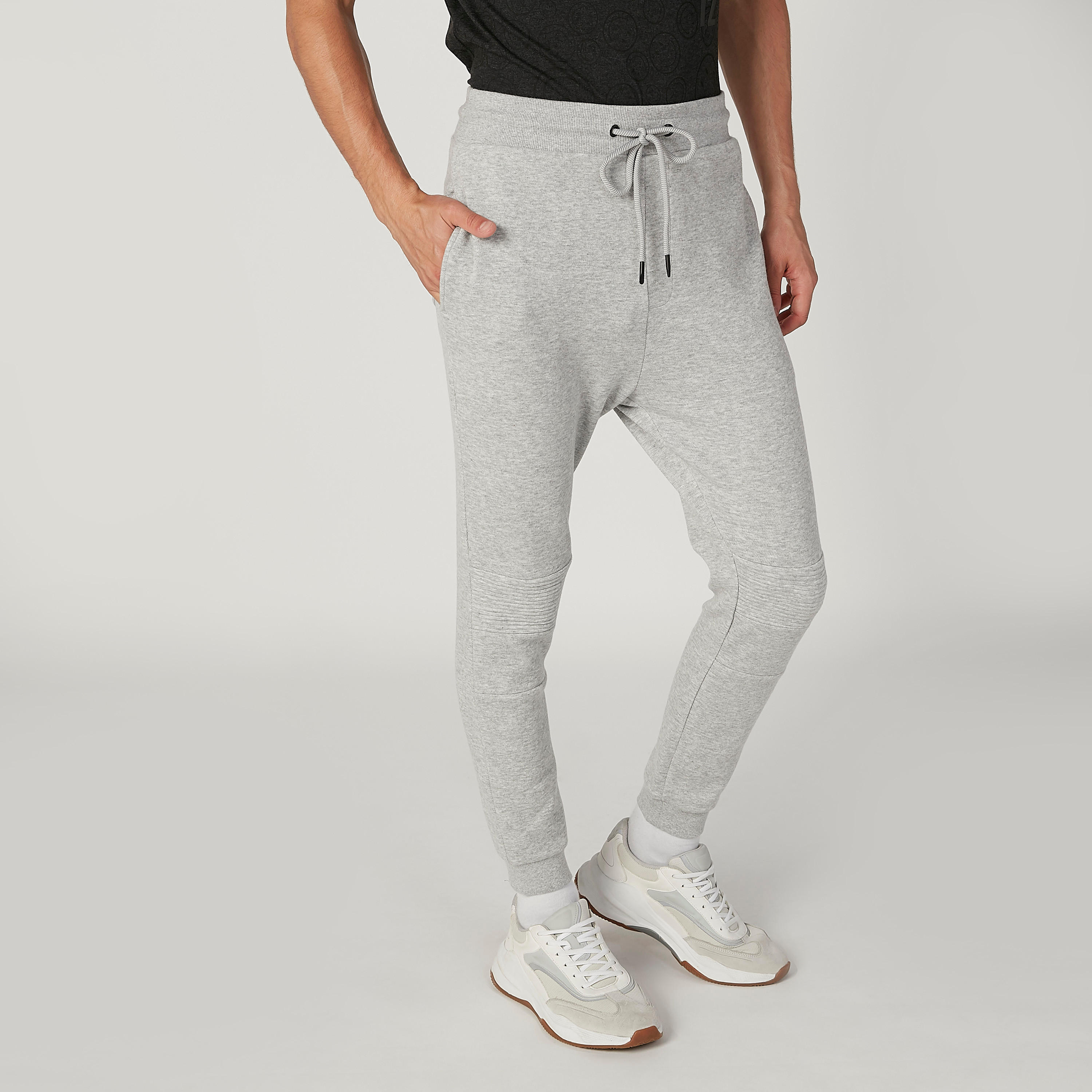 بنطلون رياضي سكيني سادة بخصر مطّاطي متوسط الارتفاع-men-clothing-bottoms-joggers-image-5