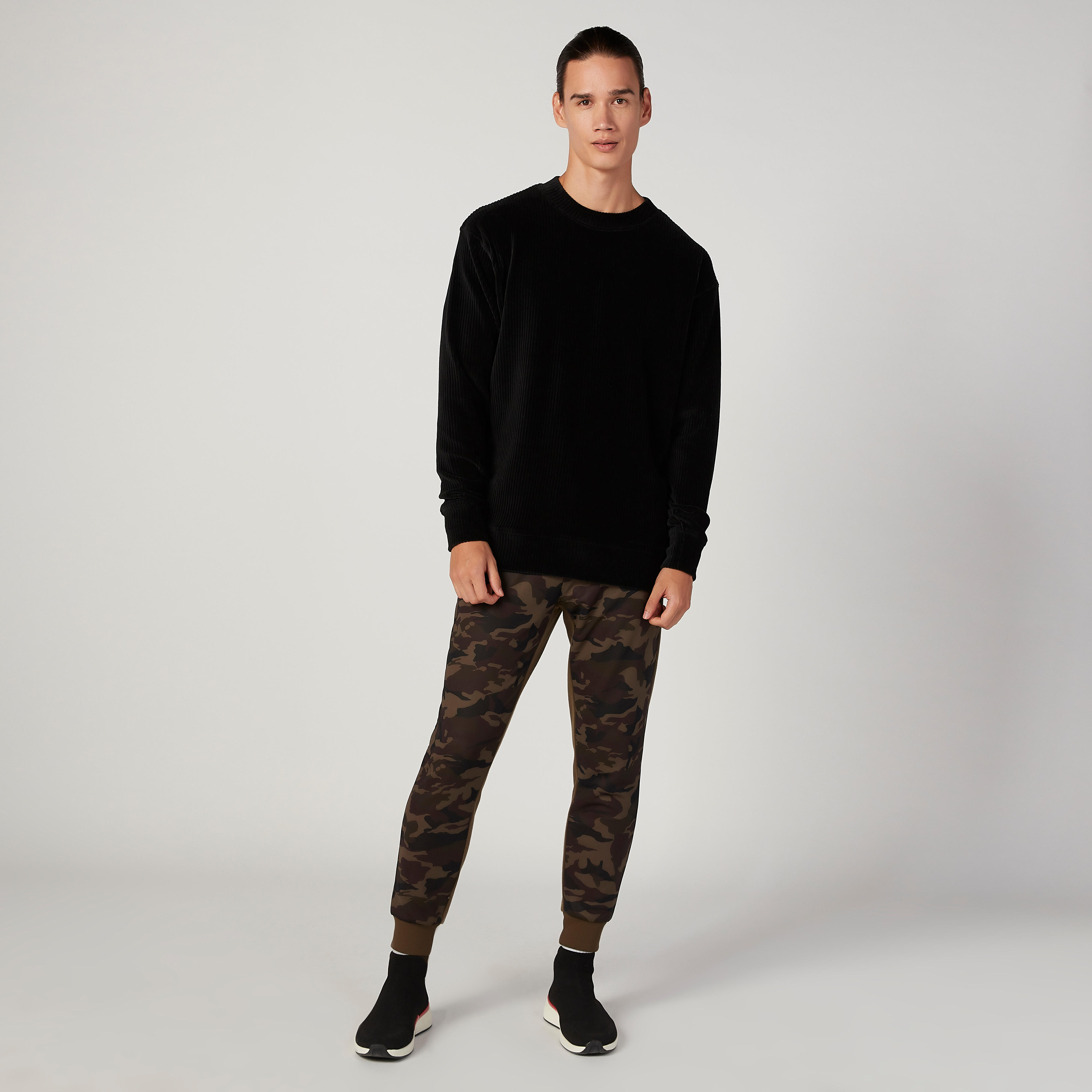 Textured Sweatshirt with Crew Neck and Long Sleeves-men-winterwear-hoodiesandsweatshirts-image-2