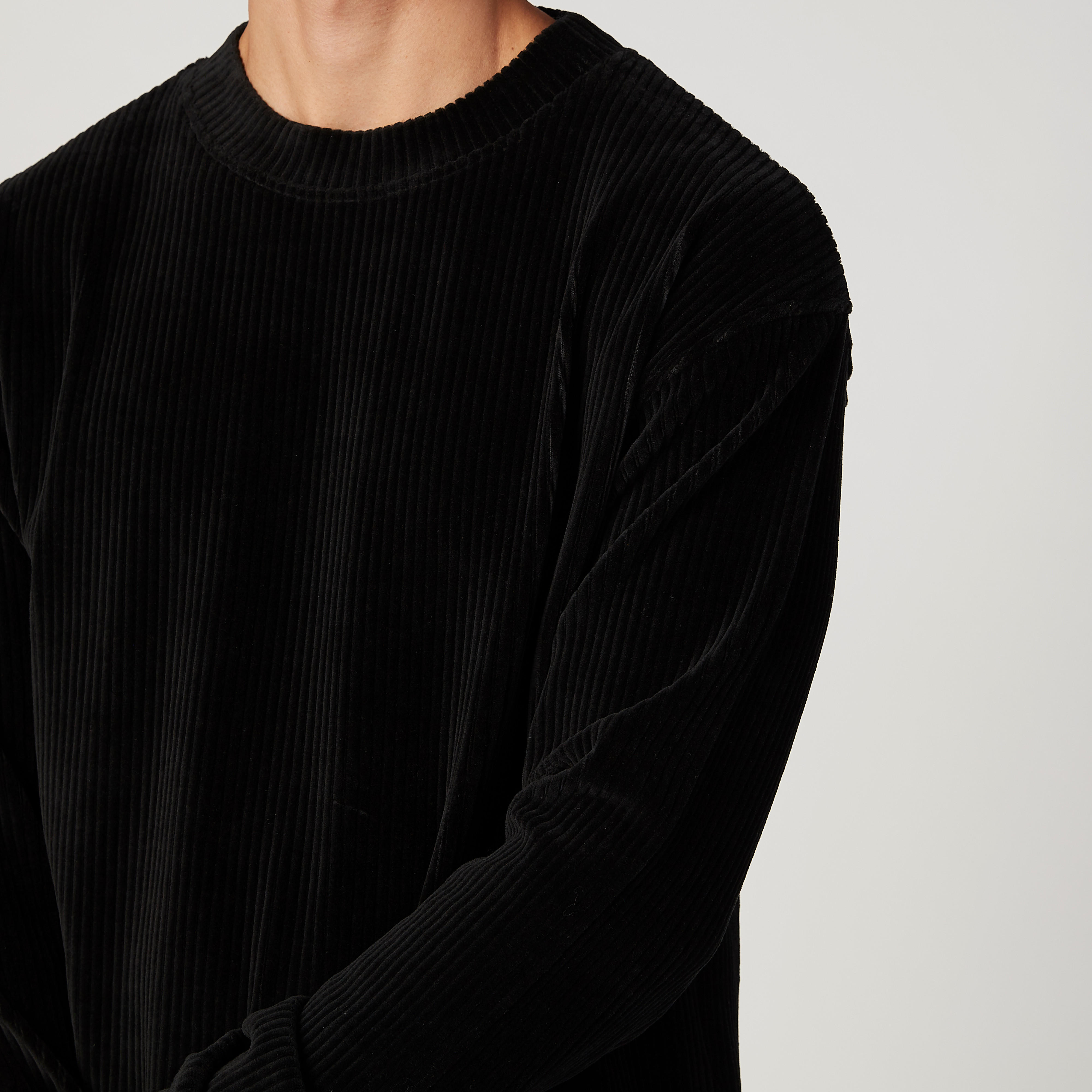 Textured Sweatshirt with Crew Neck and Long Sleeves-men-winterwear-hoodiesandsweatshirts-image-3