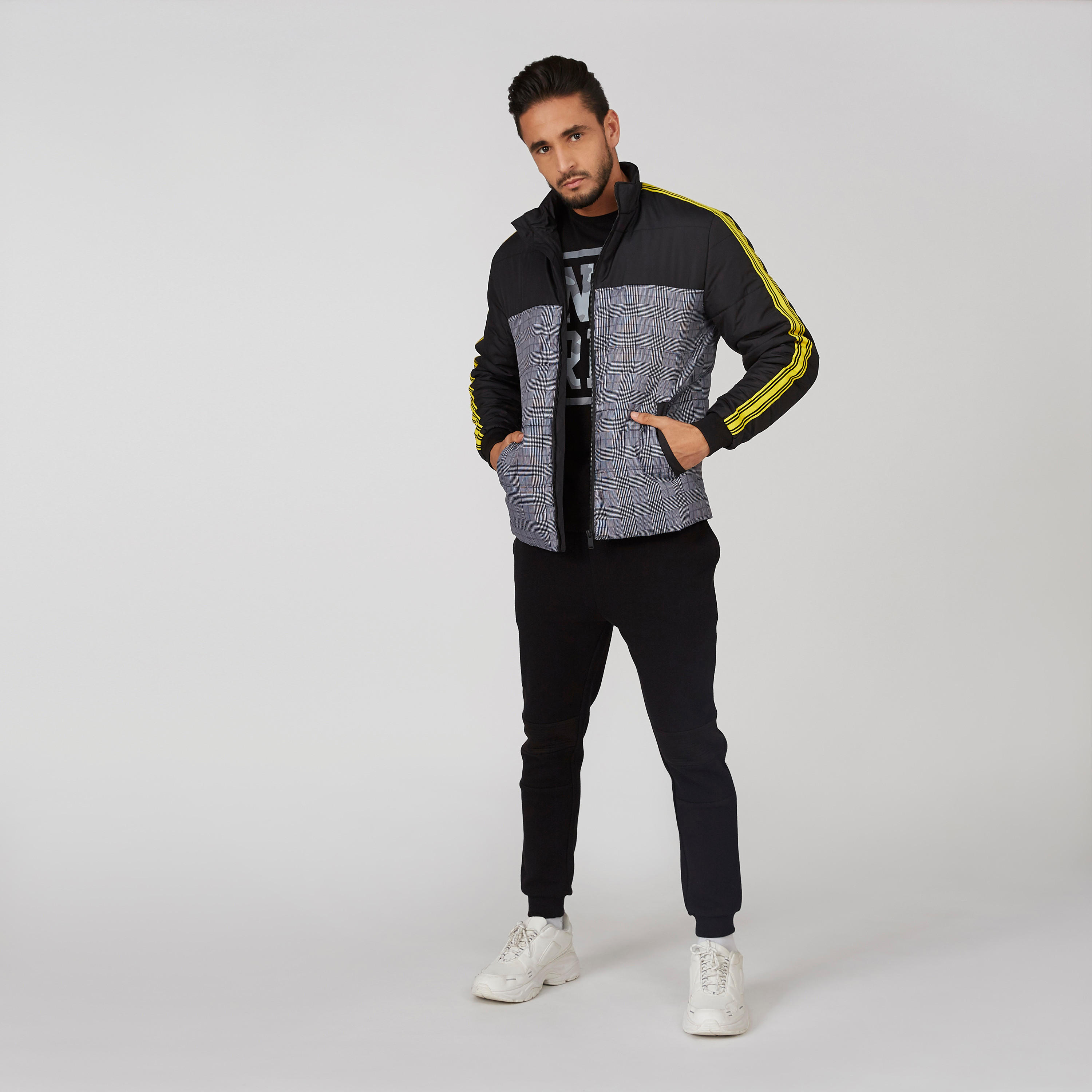 Chequered Jacket with Long Sleeves and Pockets-men-clothing-jacketsandblazers-jackets-image-1
