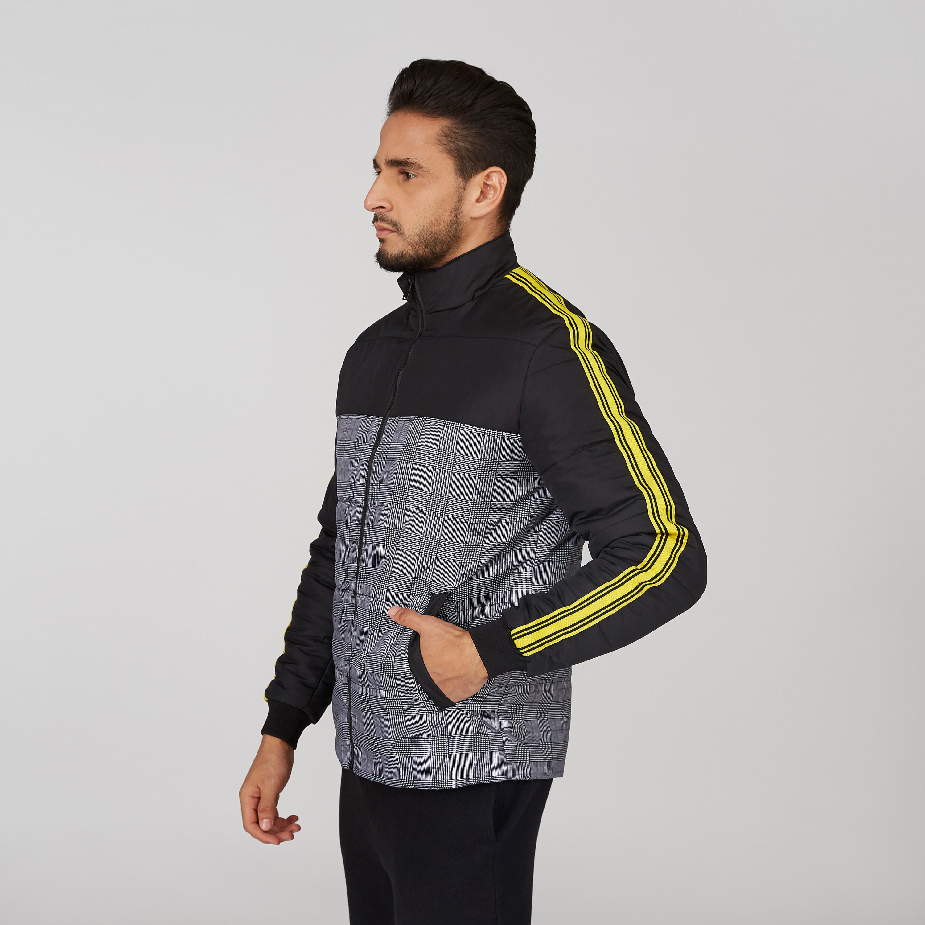 Chequered Jacket with Long Sleeves and Pockets-men-clothing-jacketsandblazers-jackets-image-4