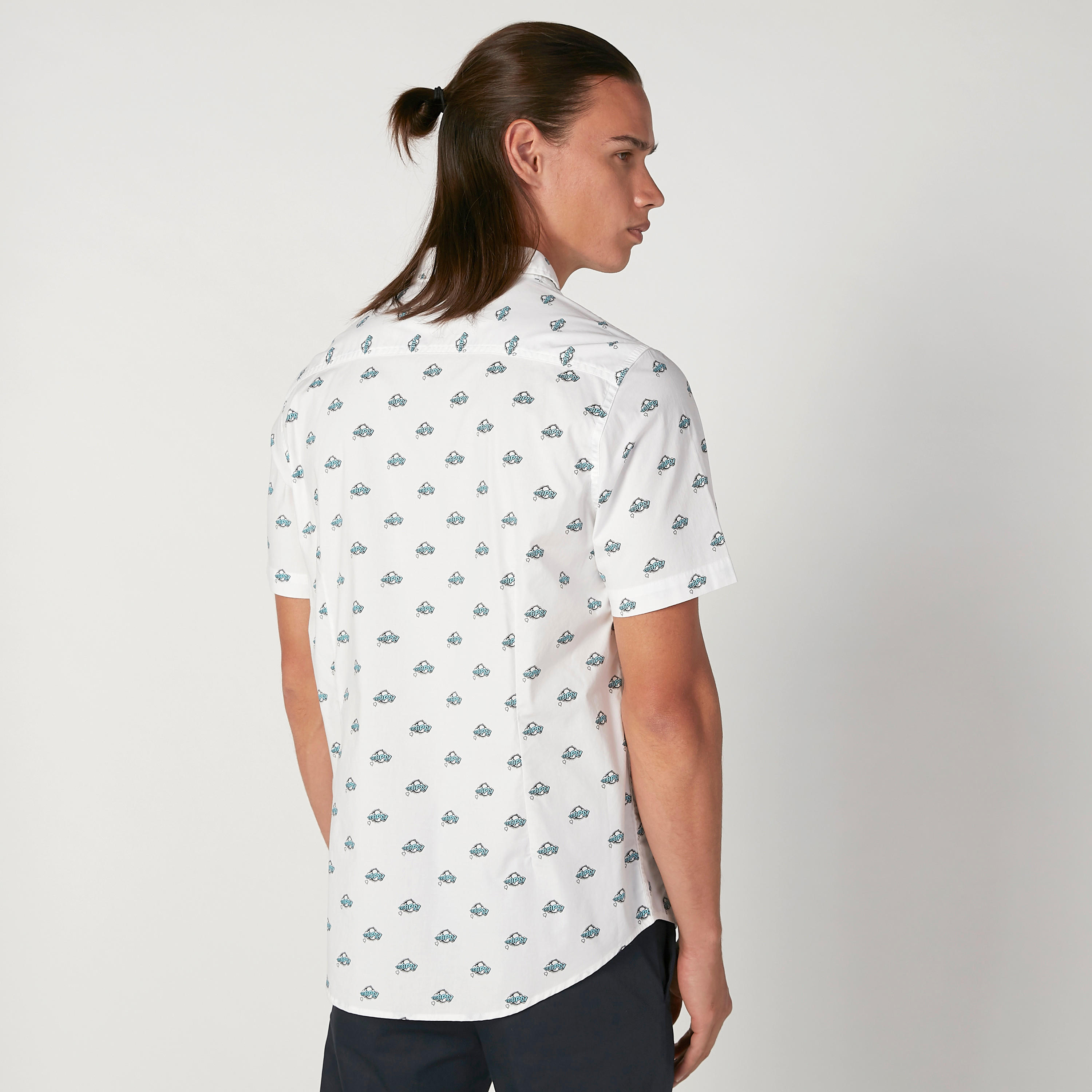 Printed Shirt with Short Sleeves and Spread Collar-men-clothing-shirts-image-3