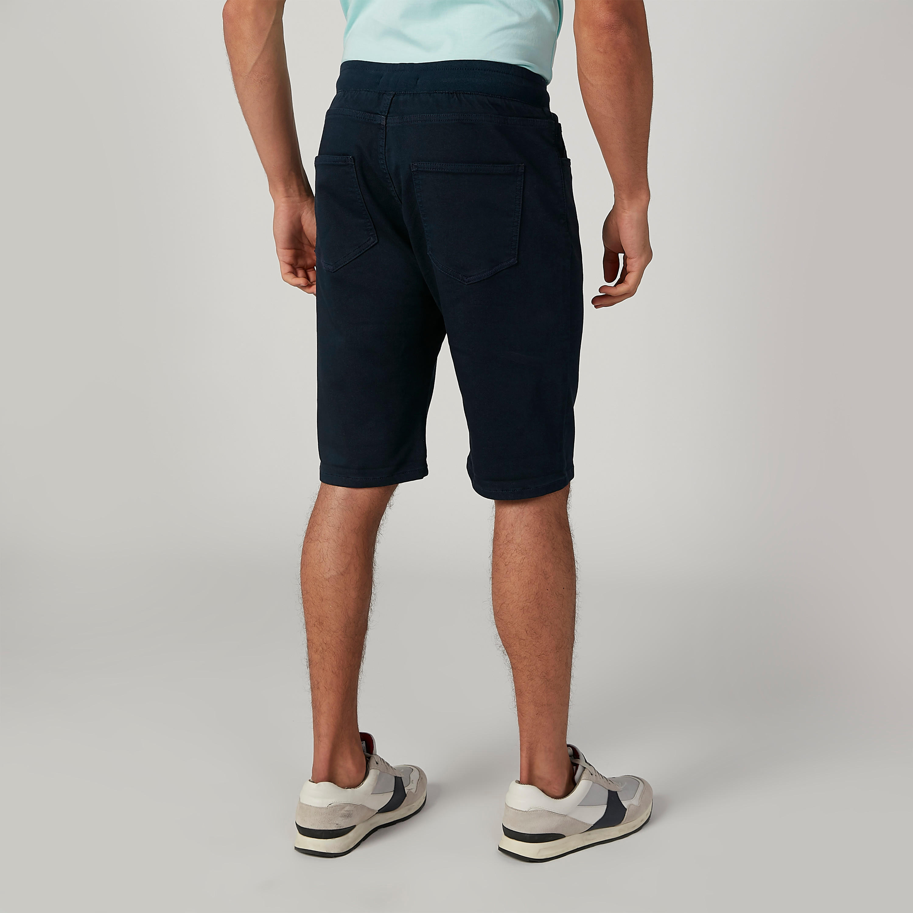 Skinny Fit Solid Low-Rise Shorts with Elasticated Waistband-men-clothing-bottoms-shorts-image-2