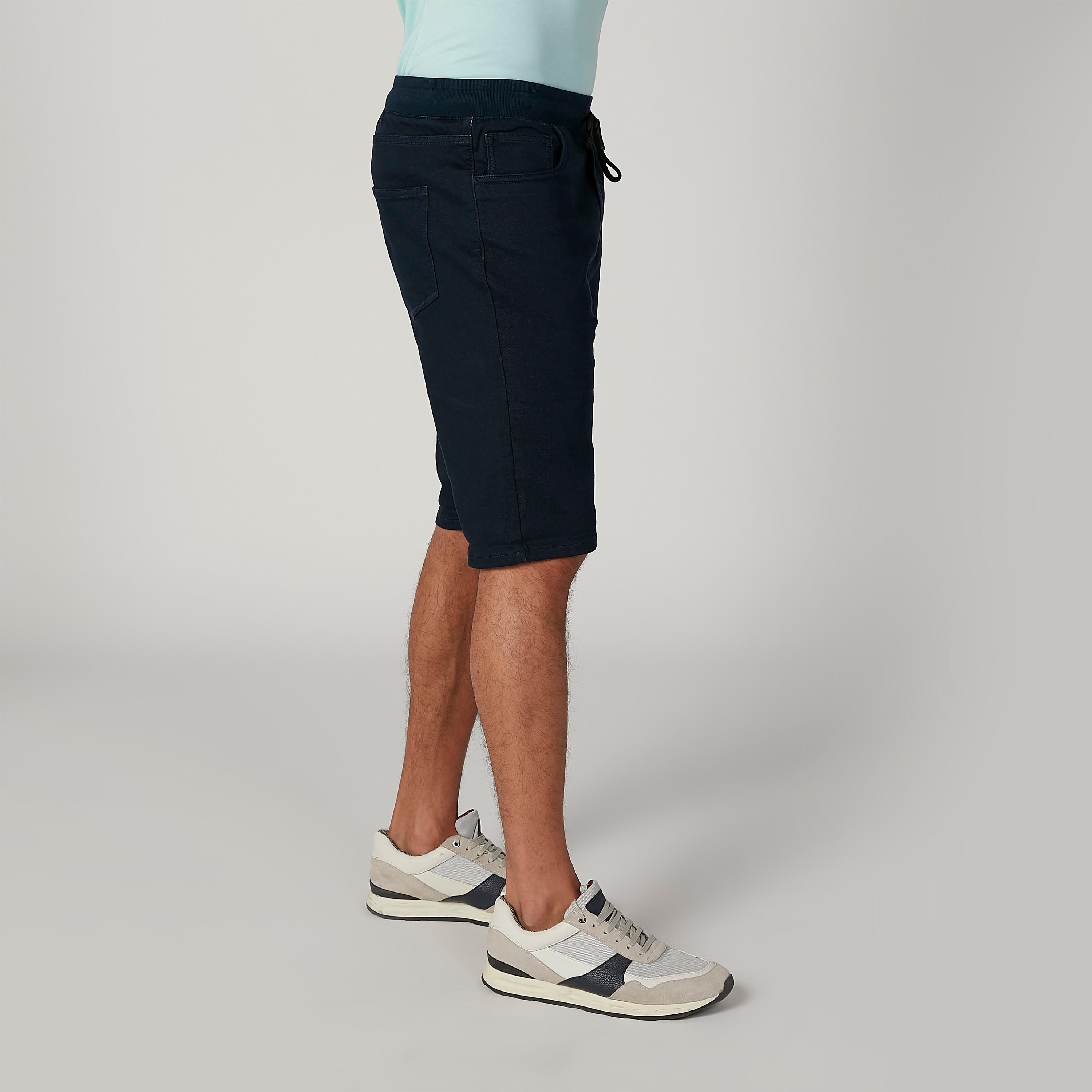 Skinny Fit Solid Low-Rise Shorts with Elasticated Waistband-men-clothing-bottoms-shorts-image-3