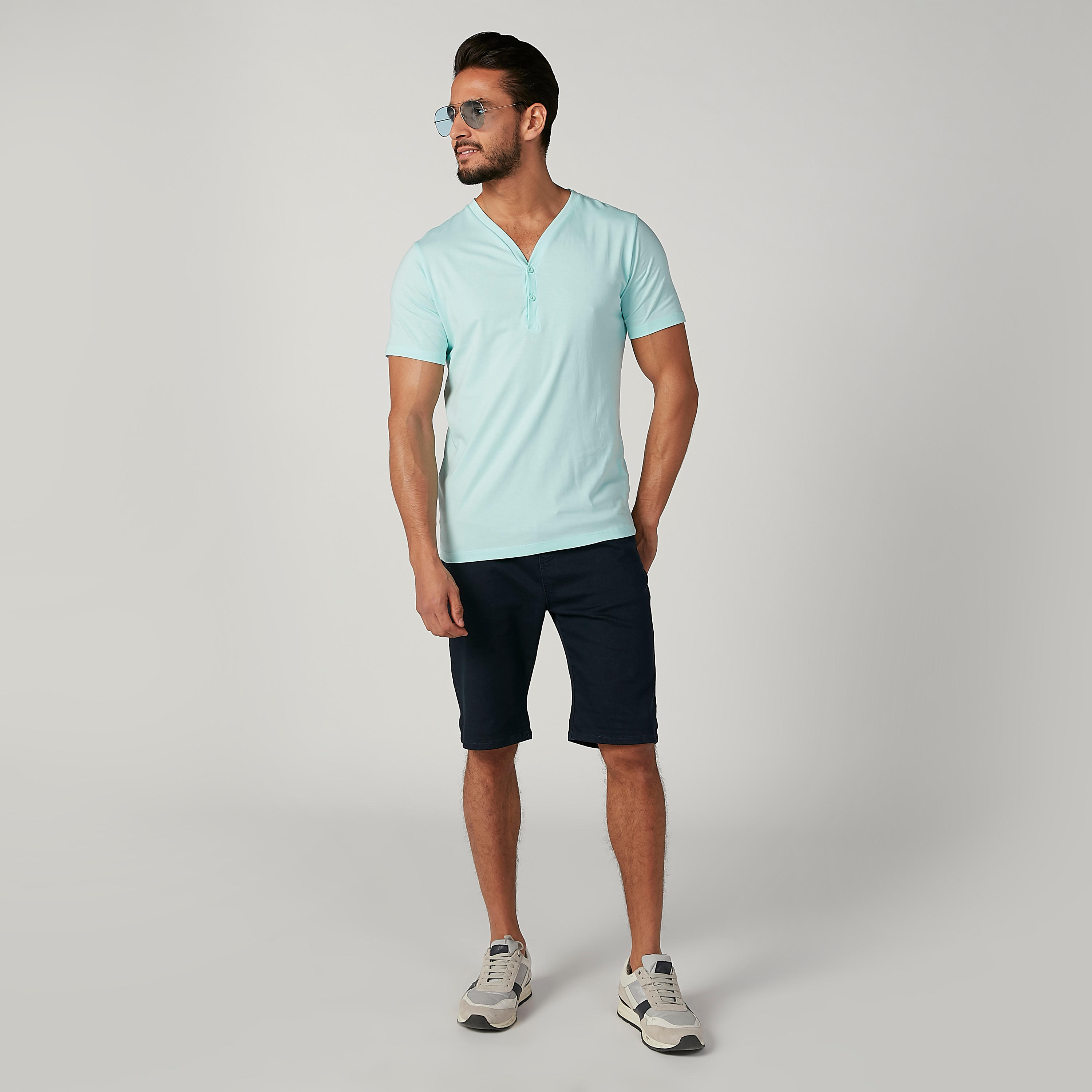 Skinny Fit Solid Low-Rise Shorts with Elasticated Waistband-men-clothing-bottoms-shorts-image-4