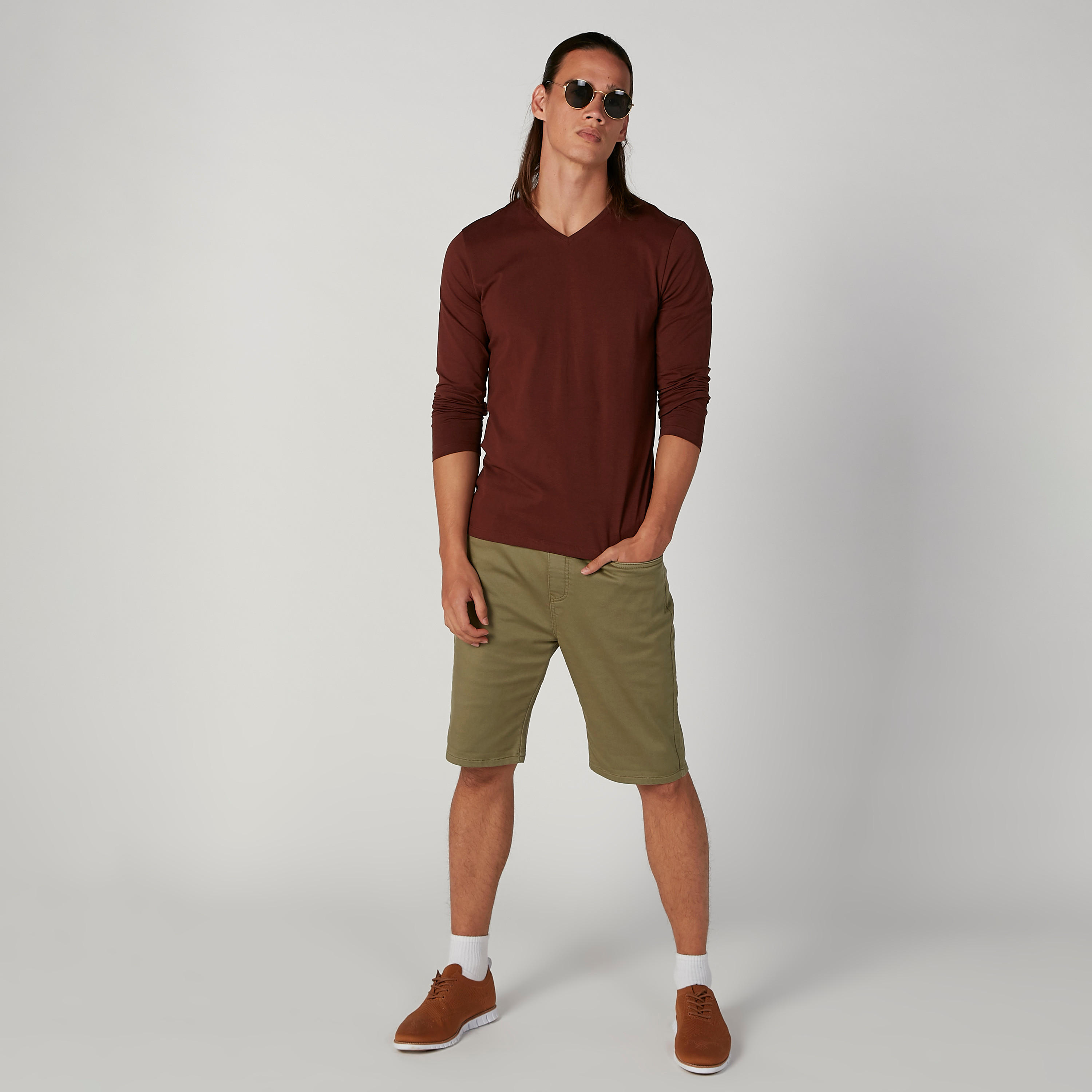 Skinny Fit Solid Low-Rise Shorts with Elasticated Waistband-men-clothing-bottoms-shorts-image-2