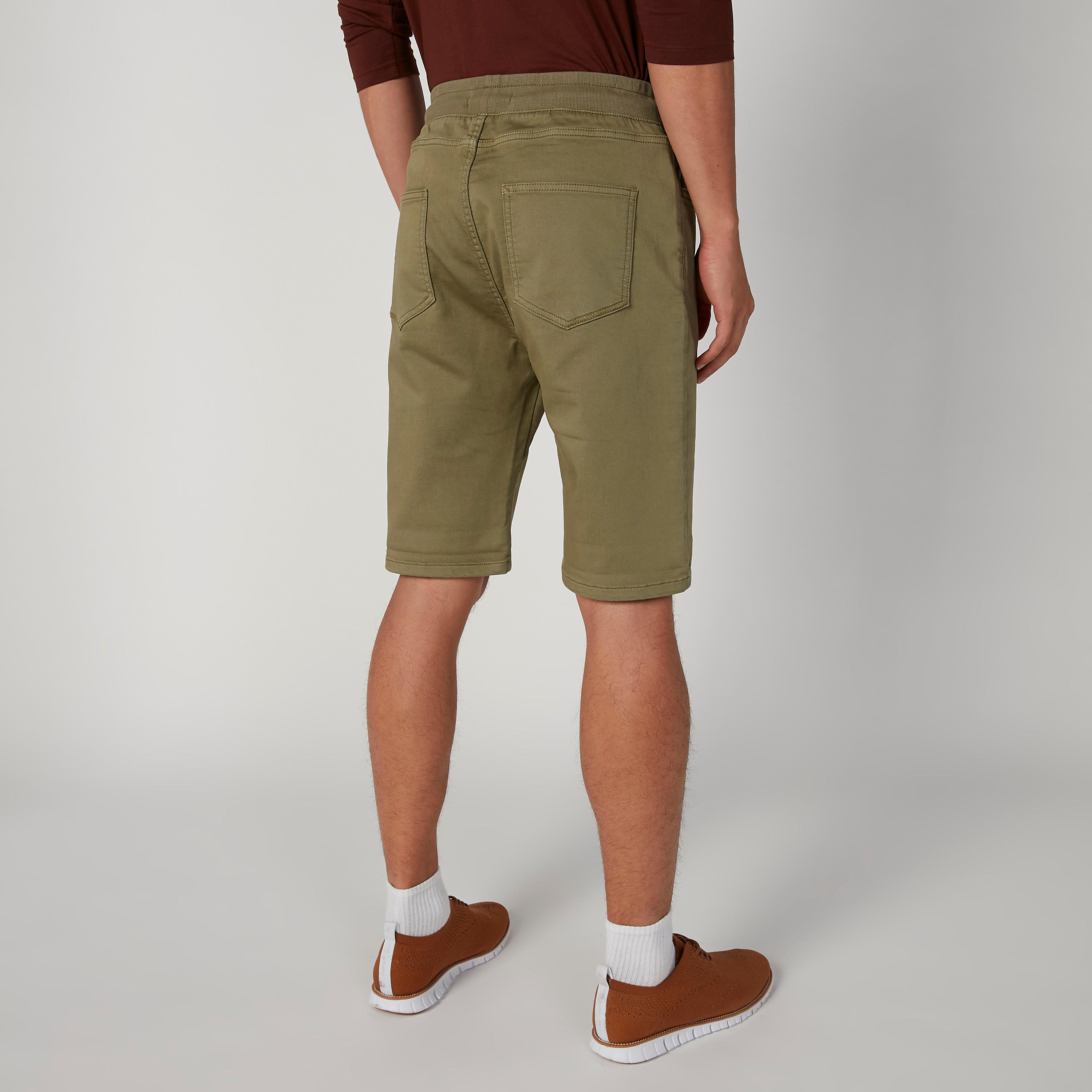 Skinny Fit Solid Low-Rise Shorts with Elasticated Waistband-men-clothing-bottoms-shorts-image-3