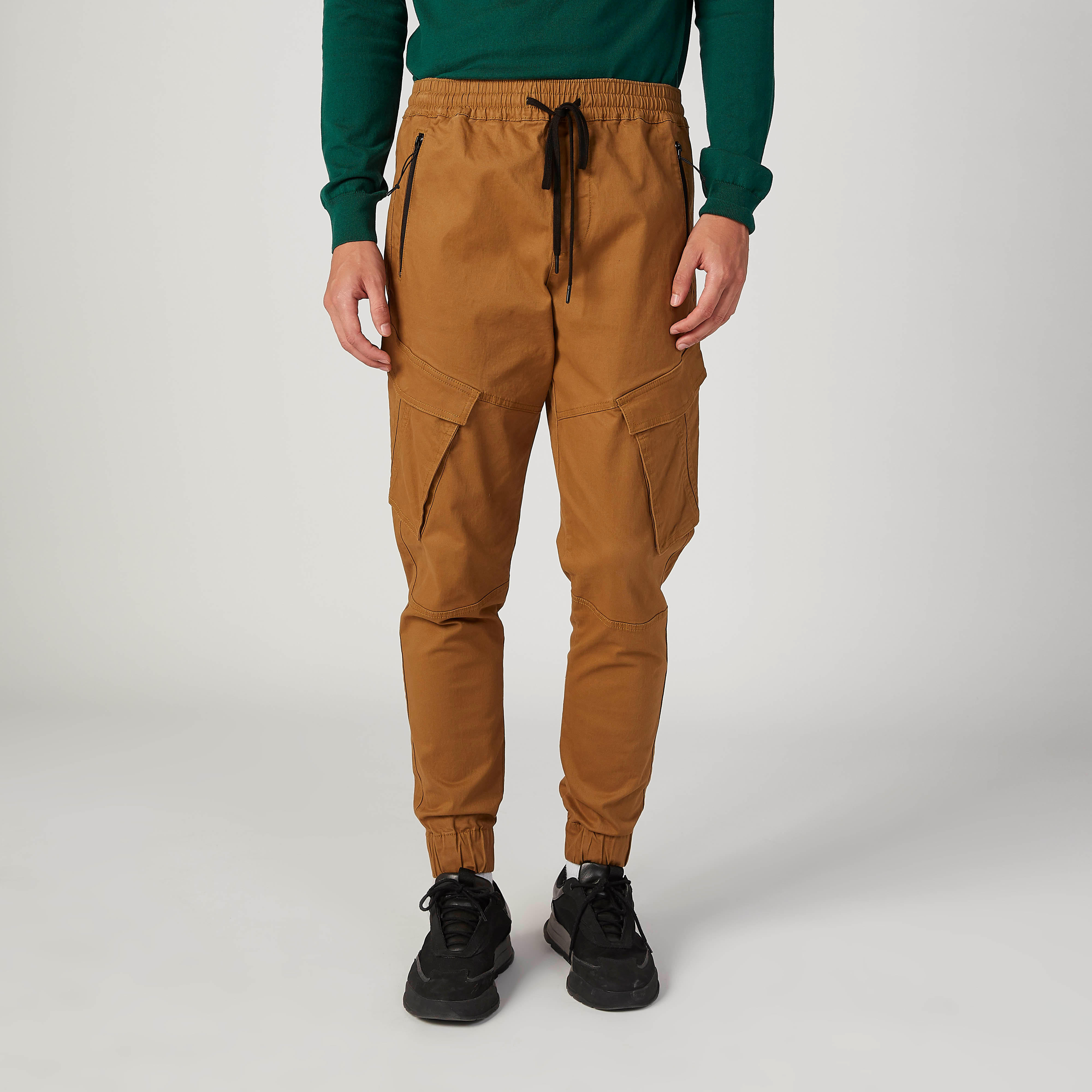 Plain Mid Waist Jog Pants with Pocket Detail and Drawstring-men-clothing-bottoms-joggers-image-1