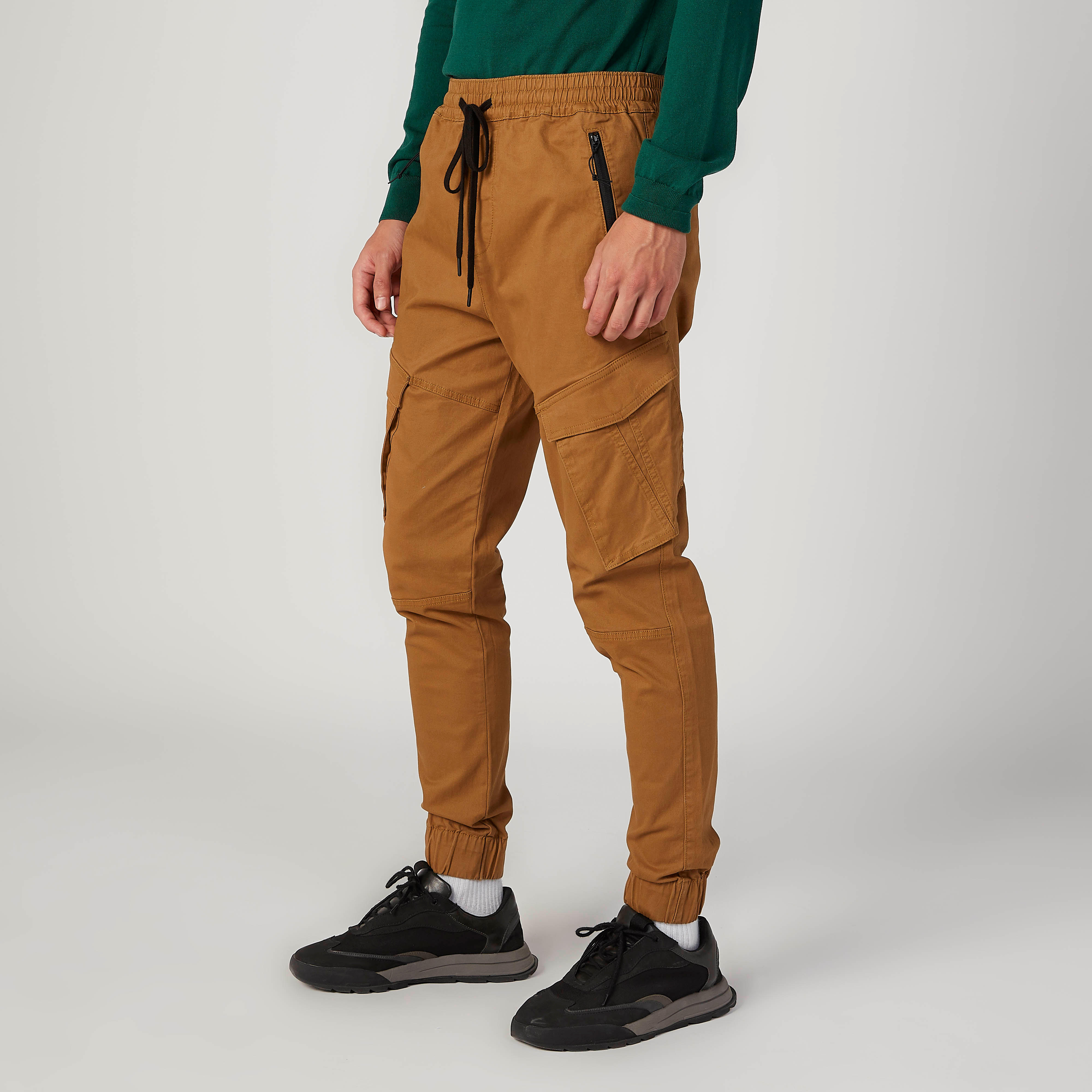 Plain Mid Waist Jog Pants with Pocket Detail and Drawstring-men-clothing-bottoms-joggers-image-5