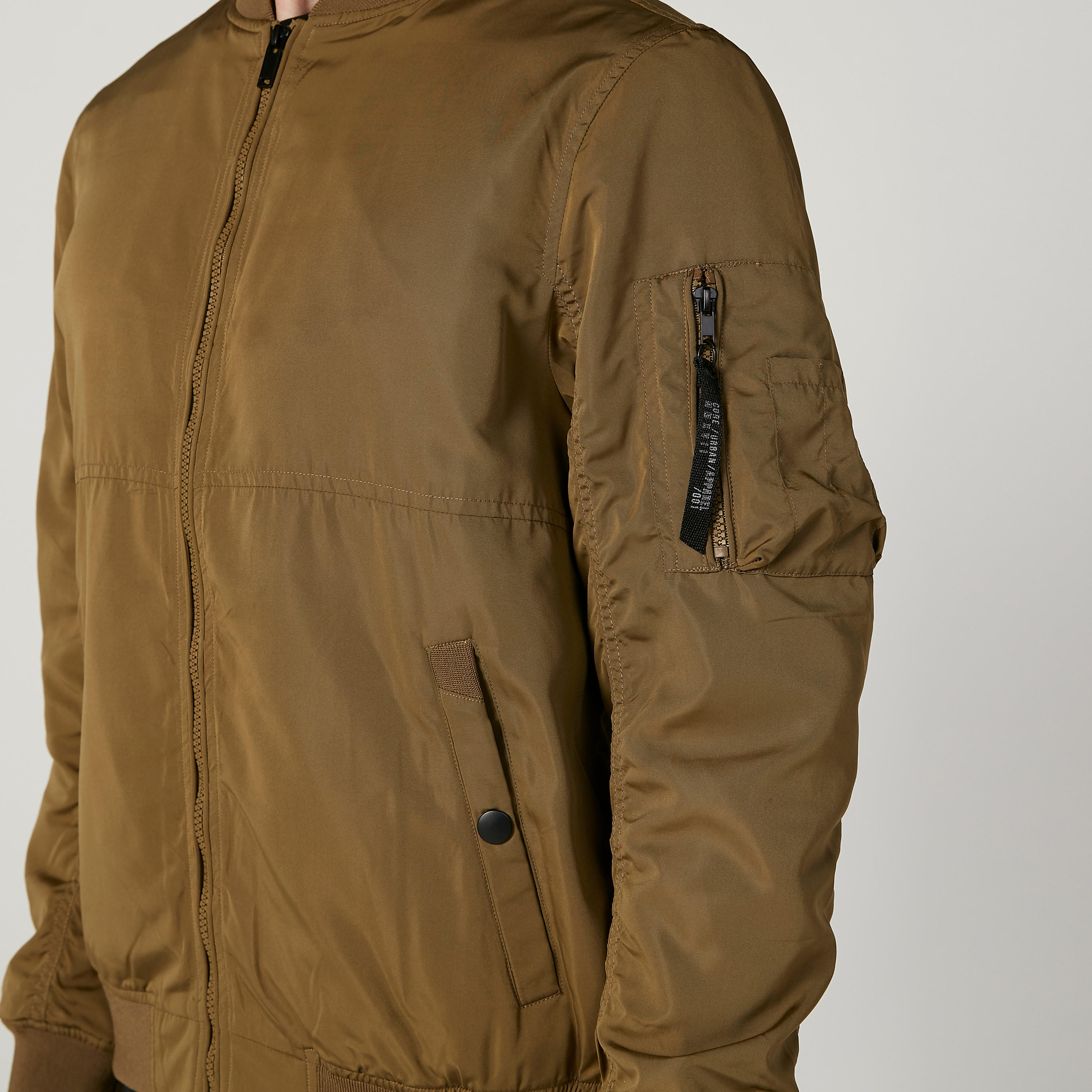 Plain Bomber Jacket with Long Sleeves and Kangaroo Pockets-men-clothing-jacketsandblazers-jackets-image-3
