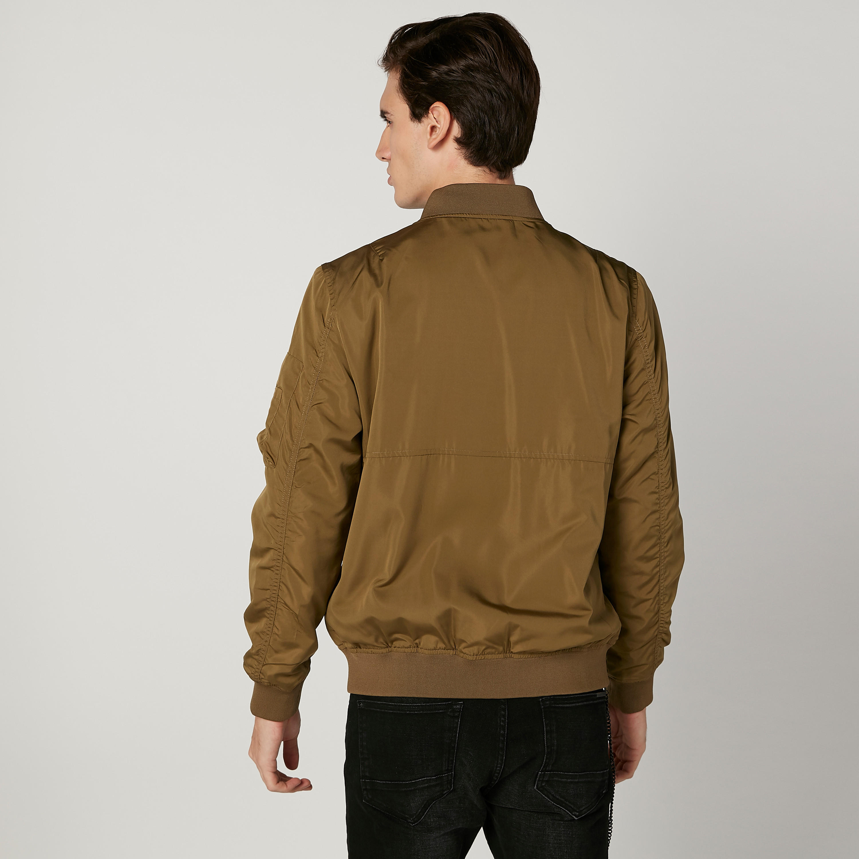 Plain Bomber Jacket with Long Sleeves and Kangaroo Pockets-men-clothing-jacketsandblazers-jackets-image-4