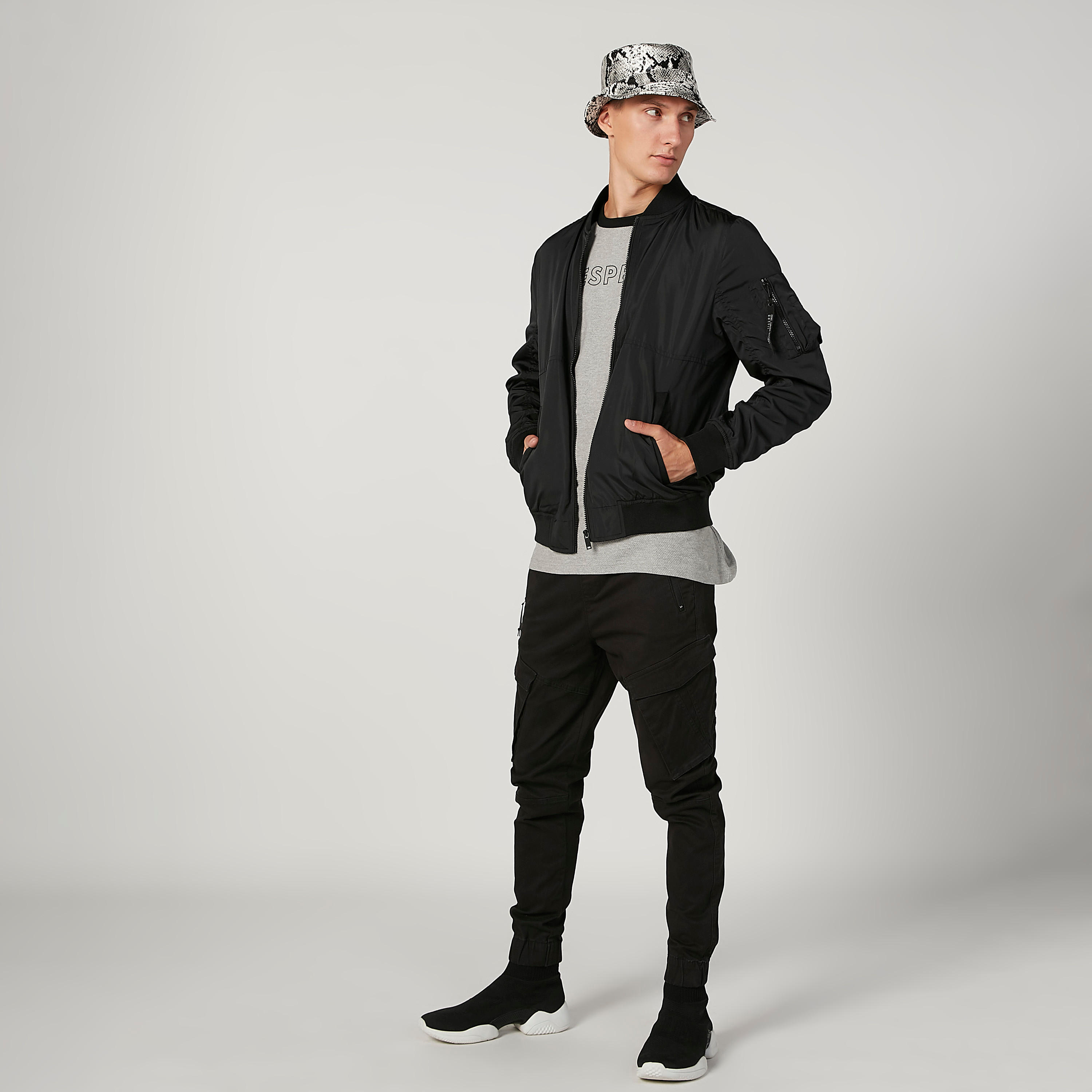 Plain Bomber Jacket with Long Sleeves and Slant Pockets-men-clothing-jacketsandblazers-jackets-image-2