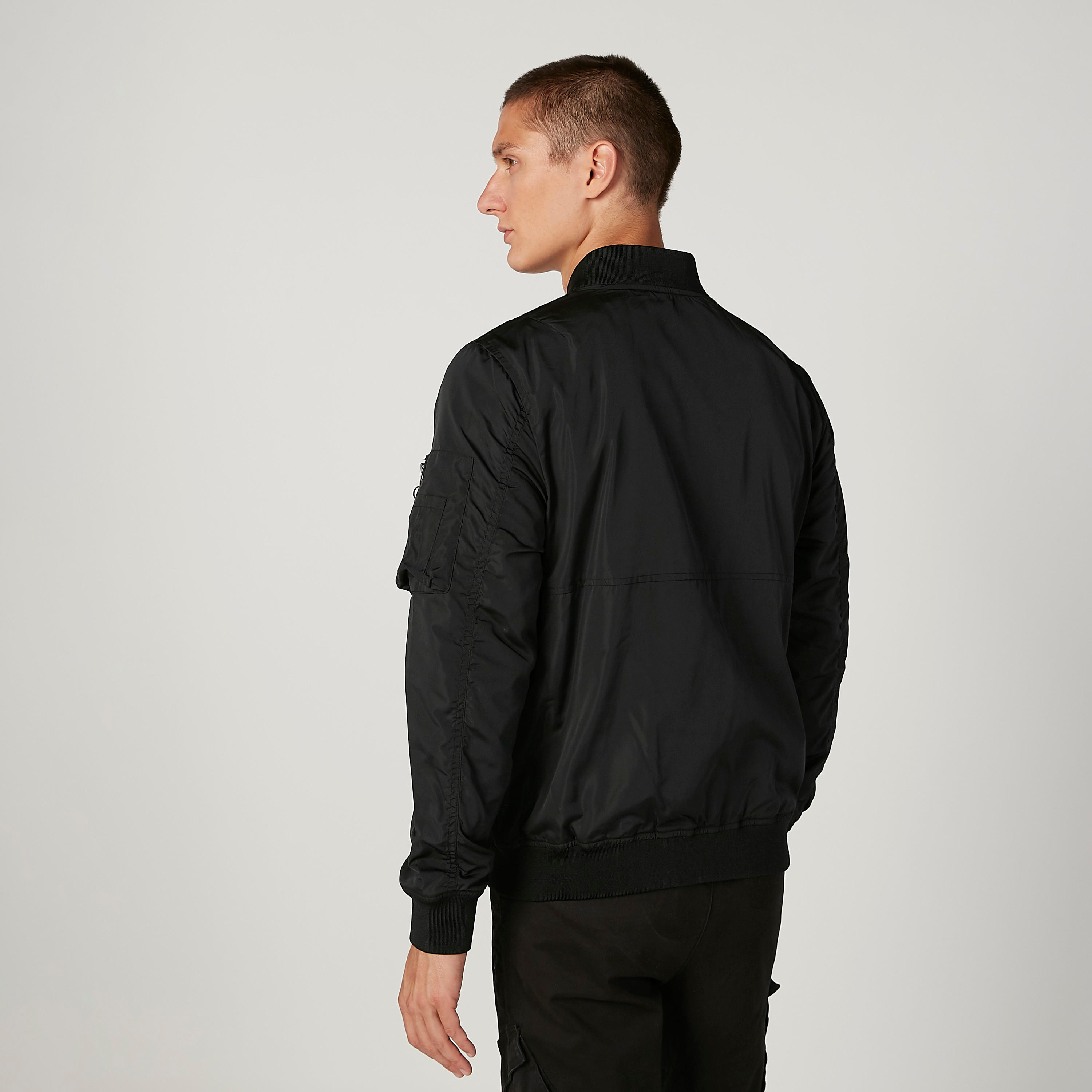 Plain Bomber Jacket with Long Sleeves and Slant Pockets-men-clothing-jacketsandblazers-jackets-image-4