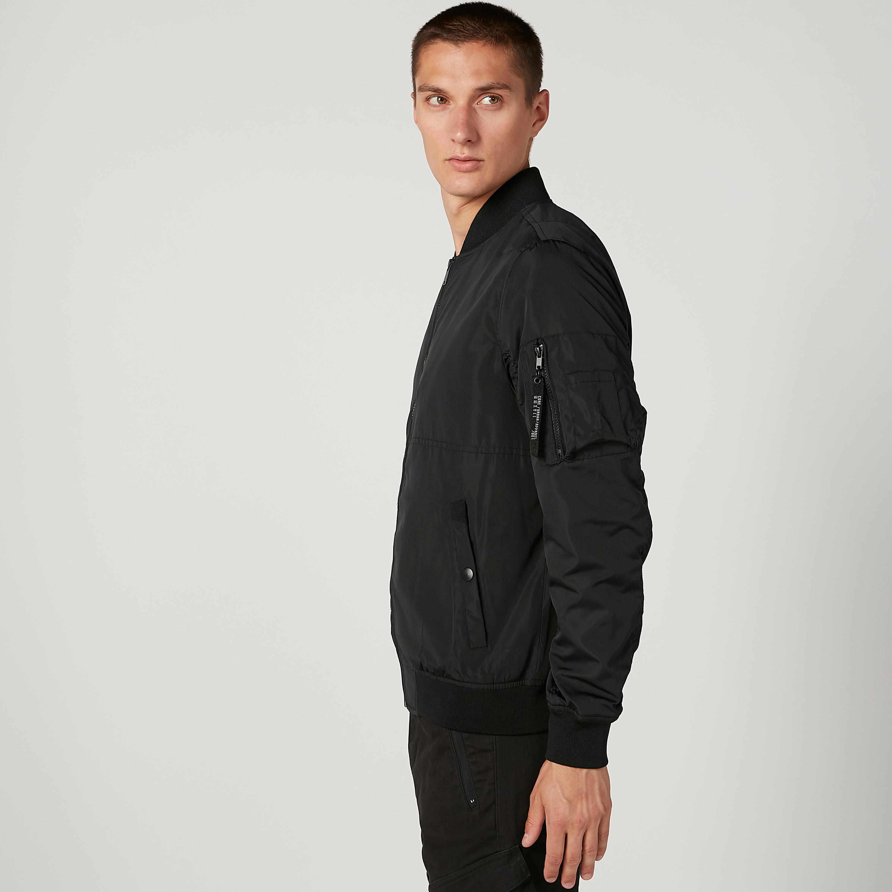 Plain Bomber Jacket with Long Sleeves and Slant Pockets-men-clothing-jacketsandblazers-jackets-image-5