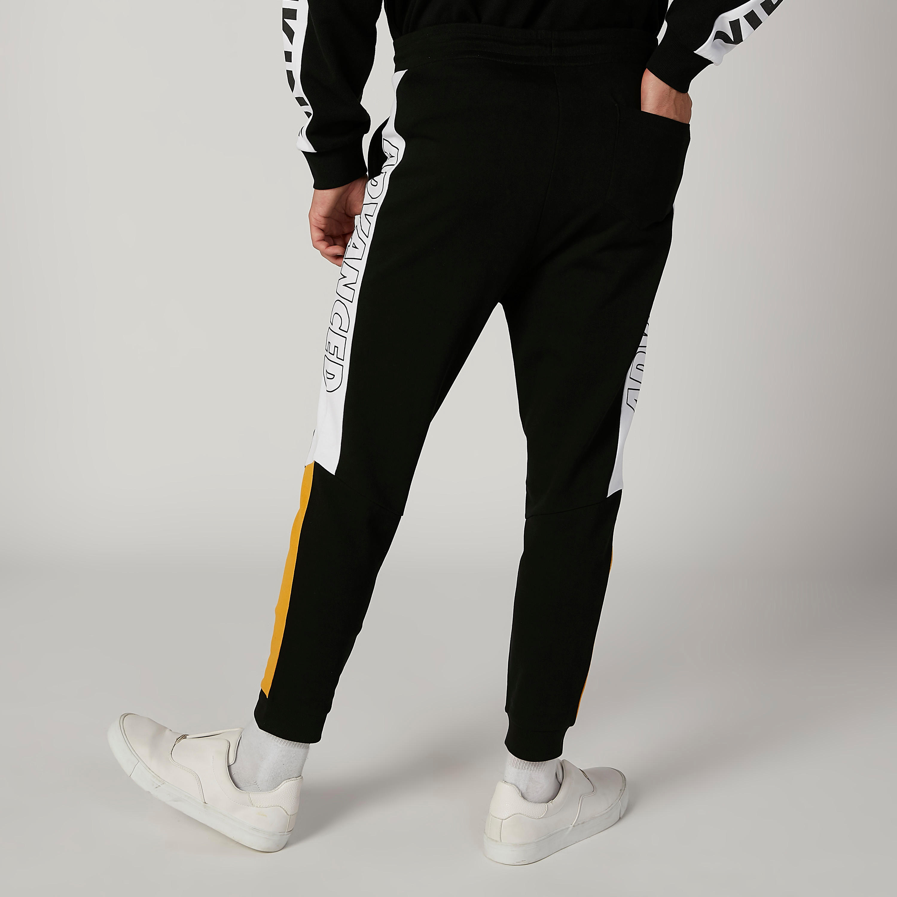 بنطلون رياضي طويل بقوالب ملونة وخصر مطاطي-men-clothing-bottoms-joggers-image-2