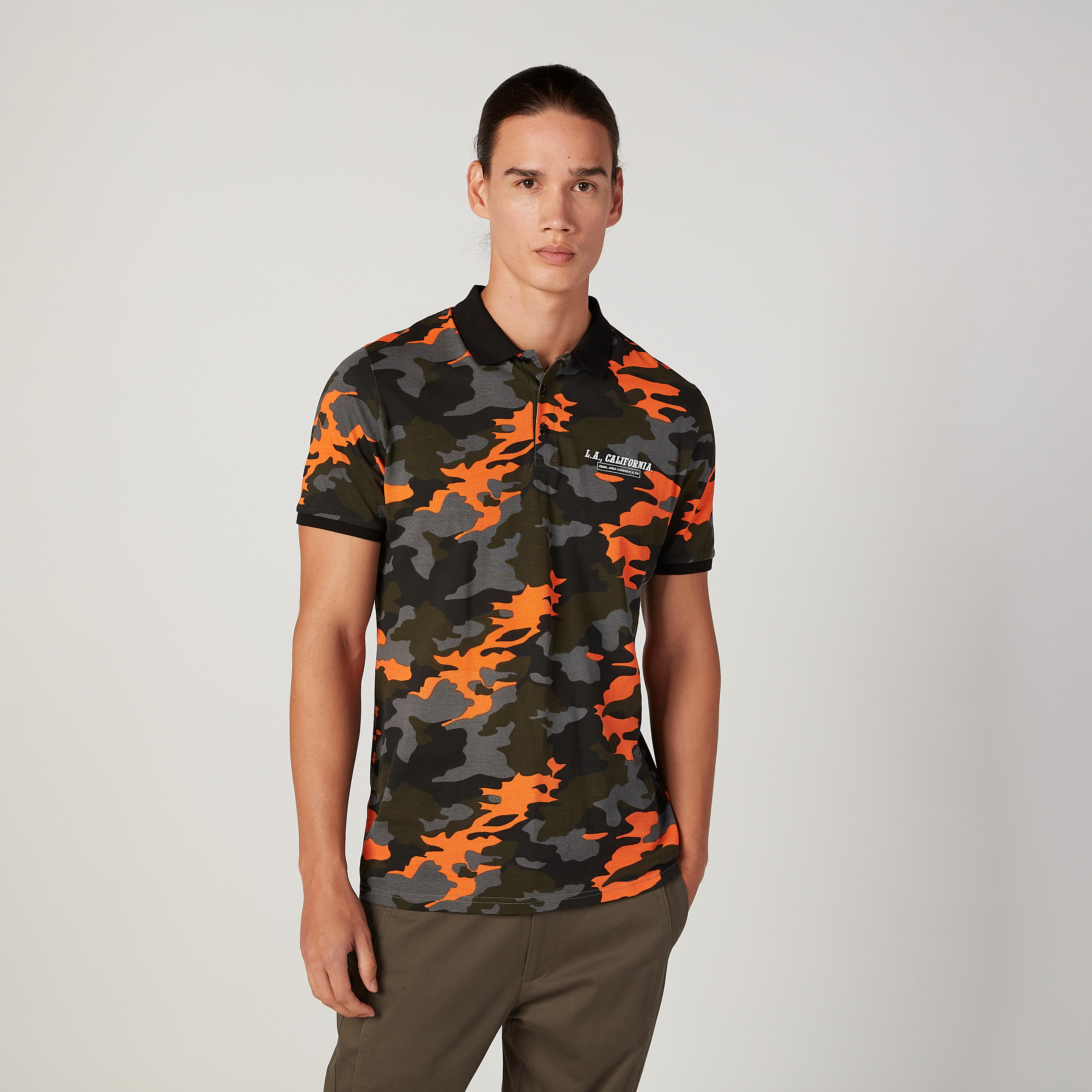 Printed T-shirt with Polo Neck and Short Sleeves-men-clothing-tshirtsandpolos-polos-image-1