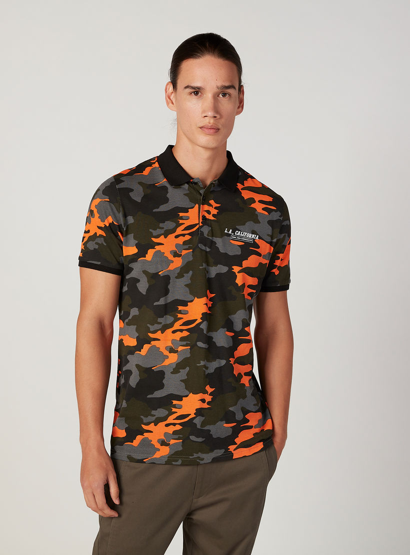 Printed T-shirt with Polo Neck and Short Sleeves-men-clothing-tshirtsandpolos-polos-image-1