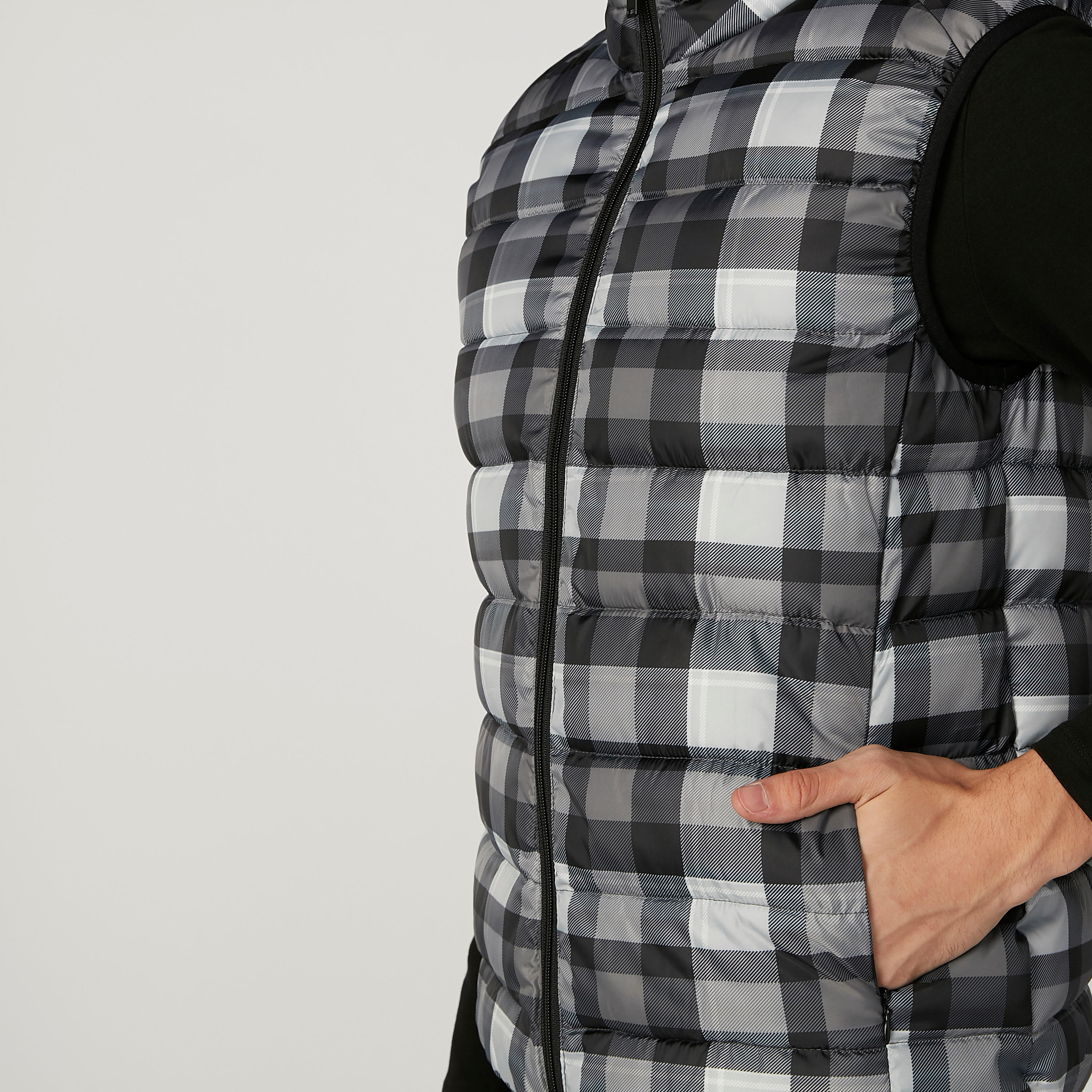Chequered Gilet Jacket with Kangaroo Pockets and Zip Closure-men-clothing-jacketsandblazers-jackets-image-3