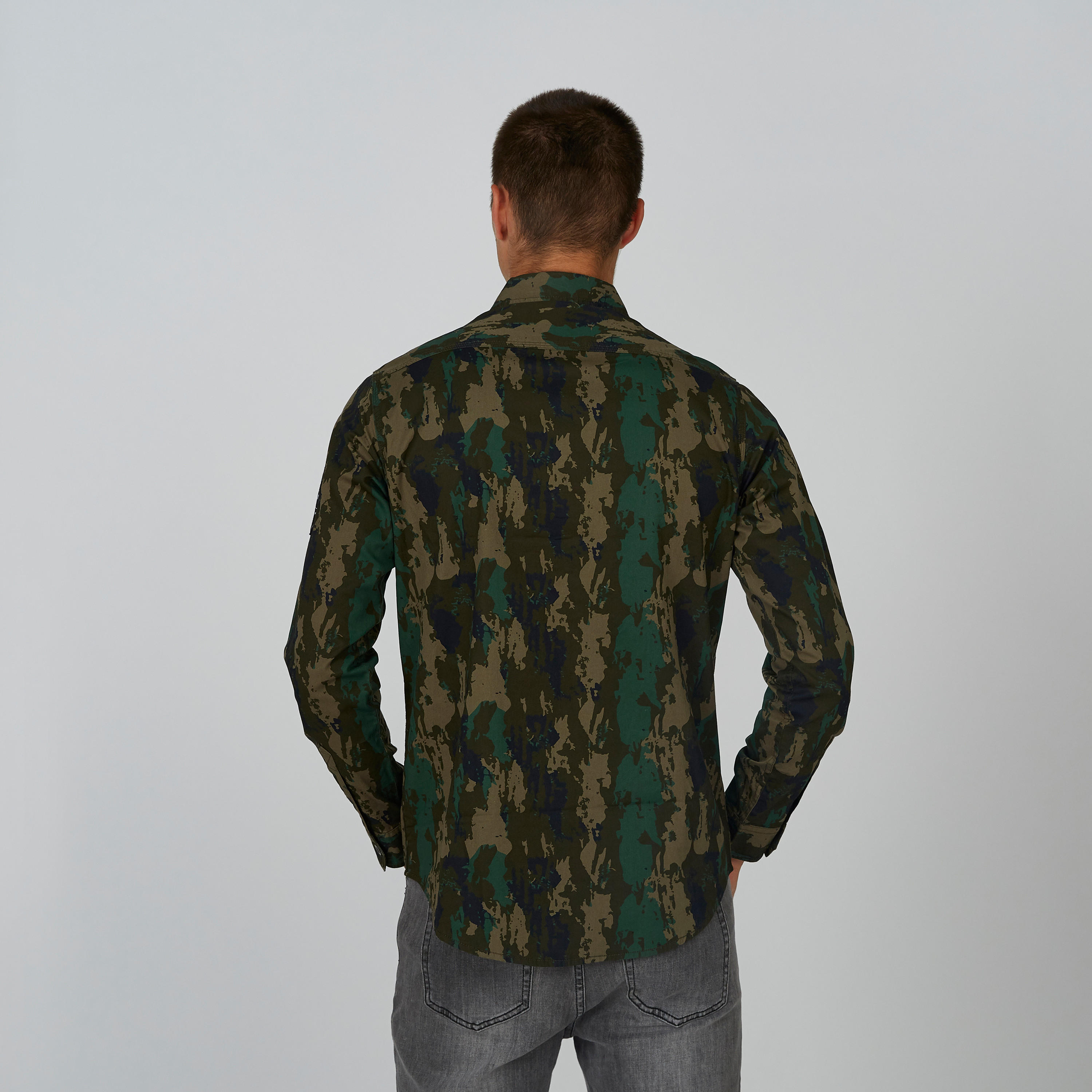 Camouflage Printed Shirt with Long Sleeves and Spread Collar-men-clothing-shirts-image-2
