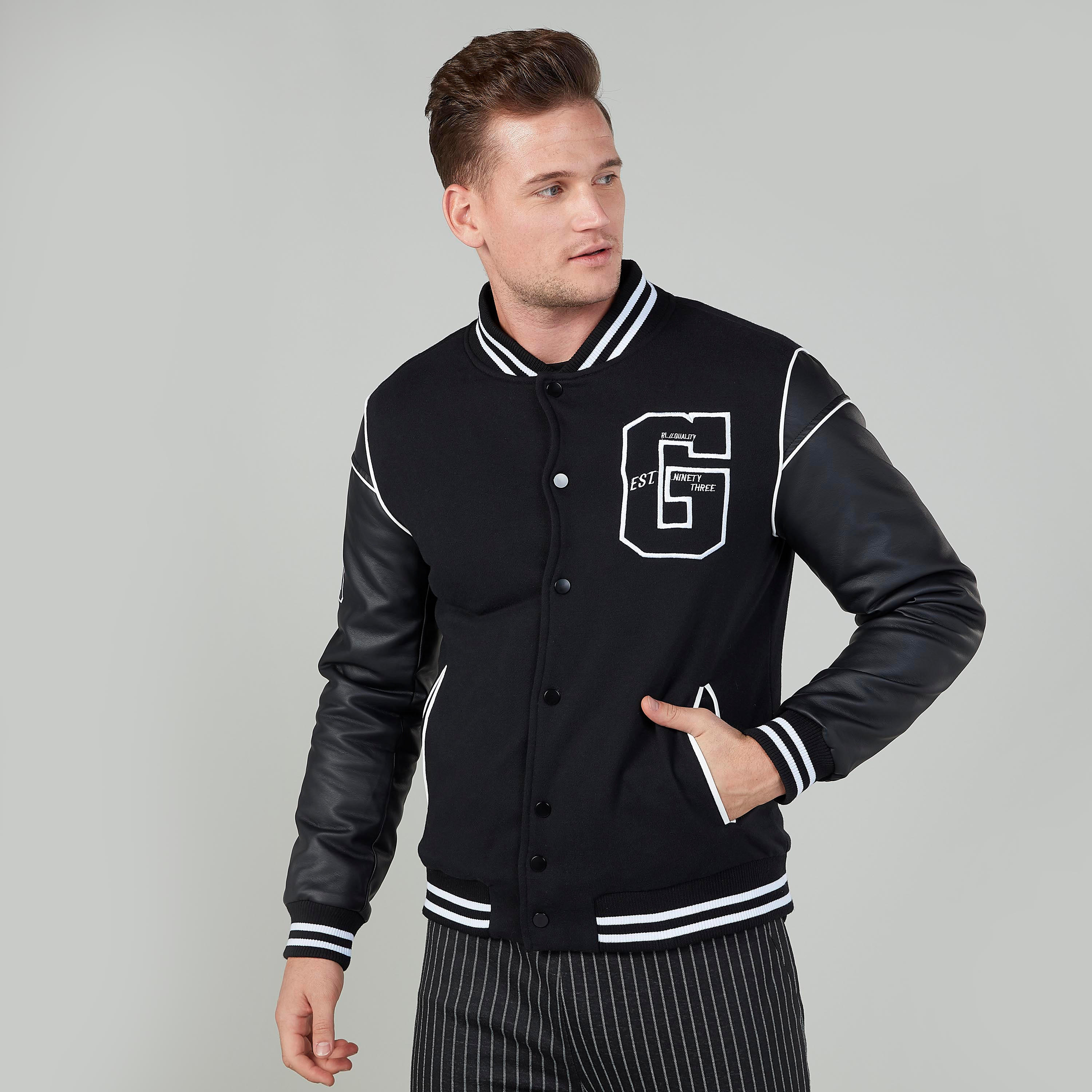 جاكيت فارستي بارز الملمس بأكمام طويلة وجيوب-men-clothing-jacketsandblazers-jackets-image-1