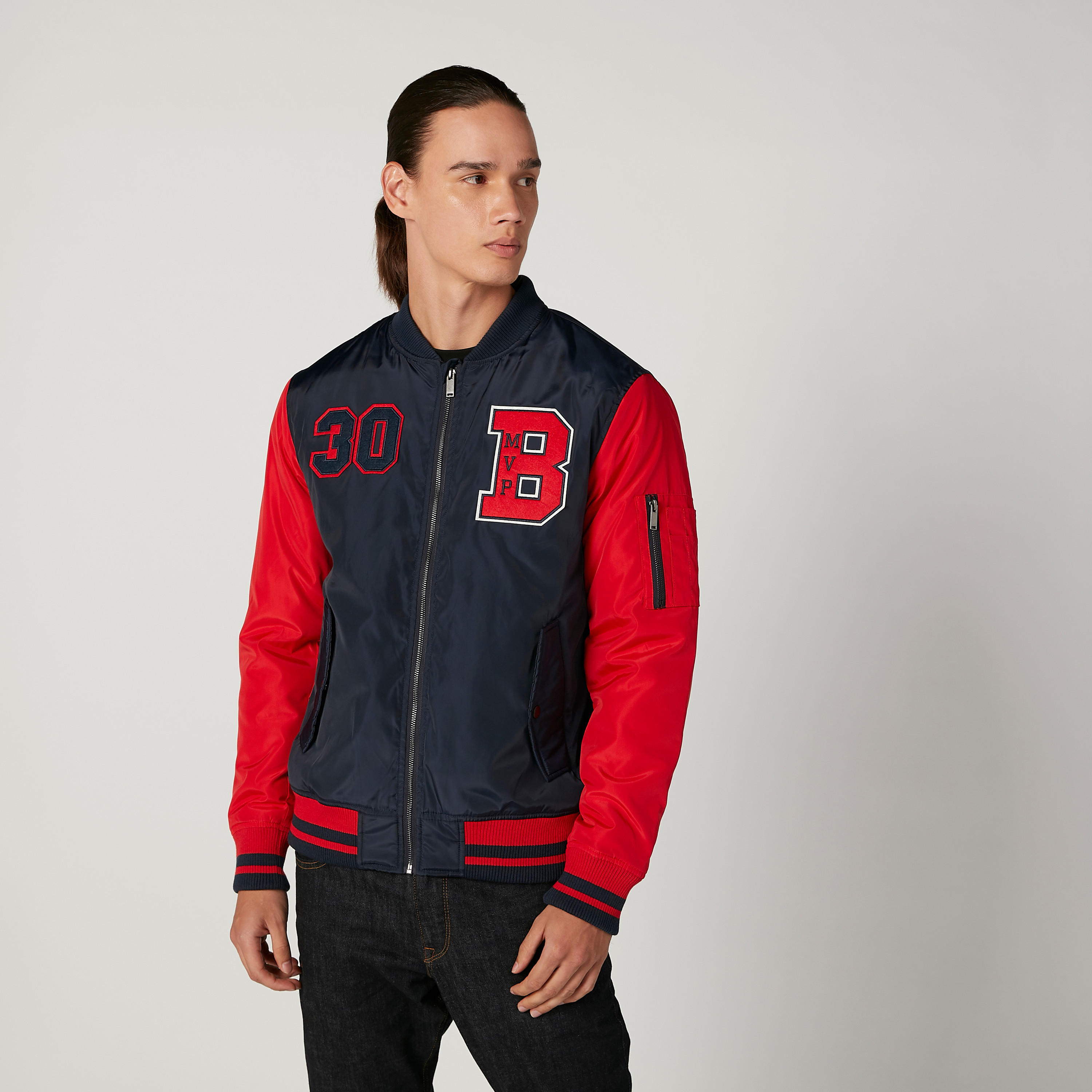 Printed Bomber Jacket with Long Sleeves and Pockets-men-clothing-jacketsandblazers-jackets-image-1