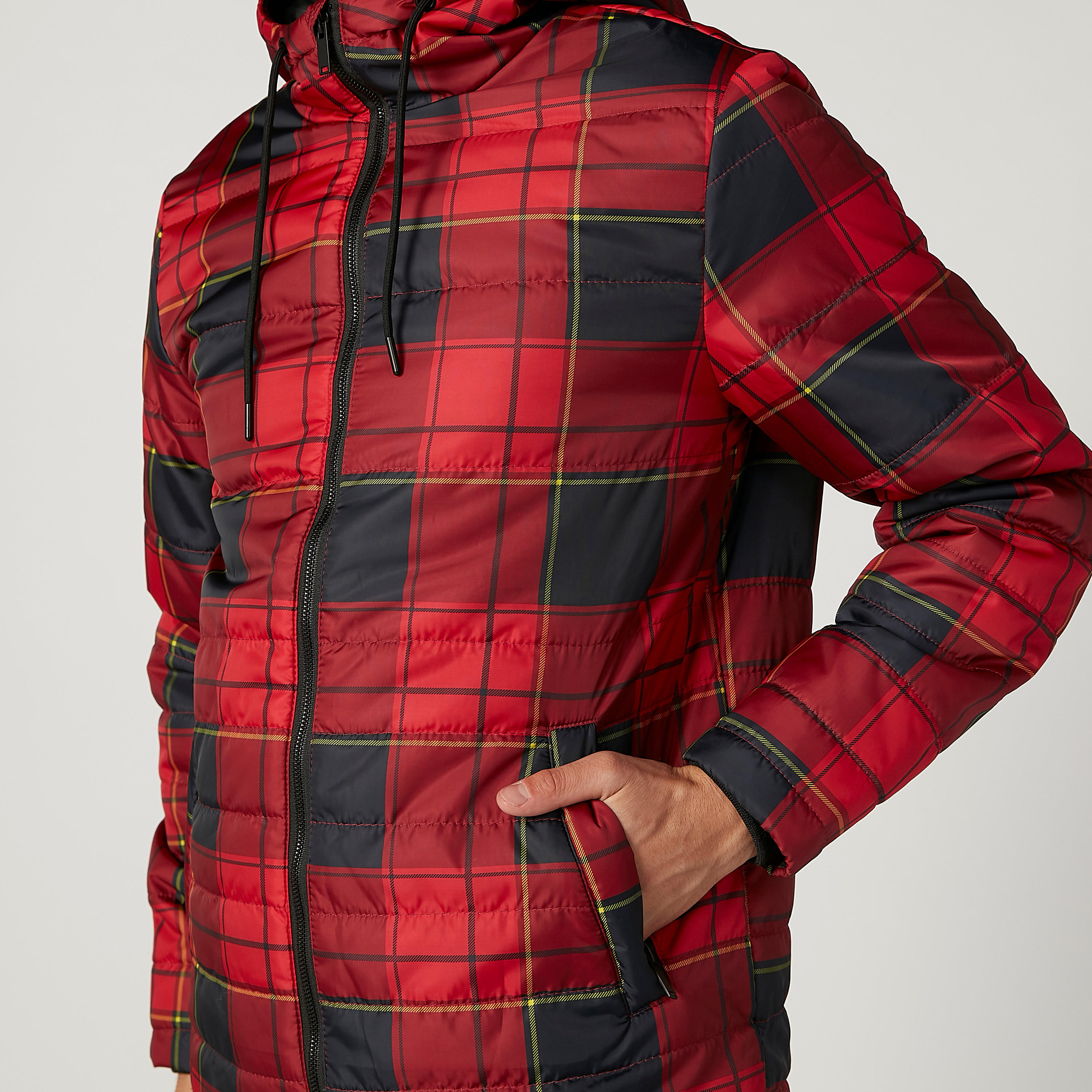 Chequered Parka Jacket with Long Sleeves and Hood-men-clothing-jacketsandblazers-jackets-image-3