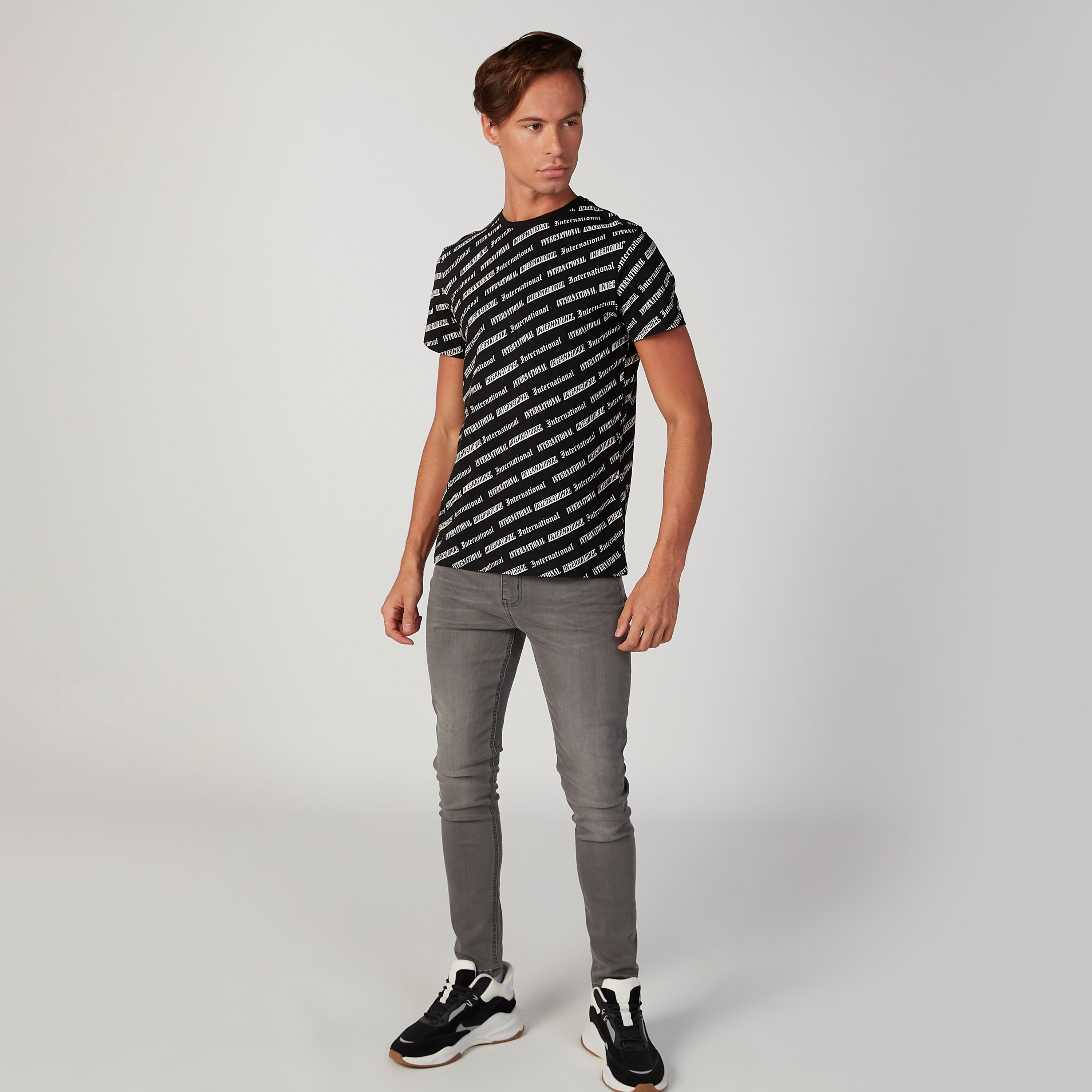 Typographic Printed Round Neck T-shirt with Short Sleeves-men-clothing-tshirtsandpolos-tshirts-image-2