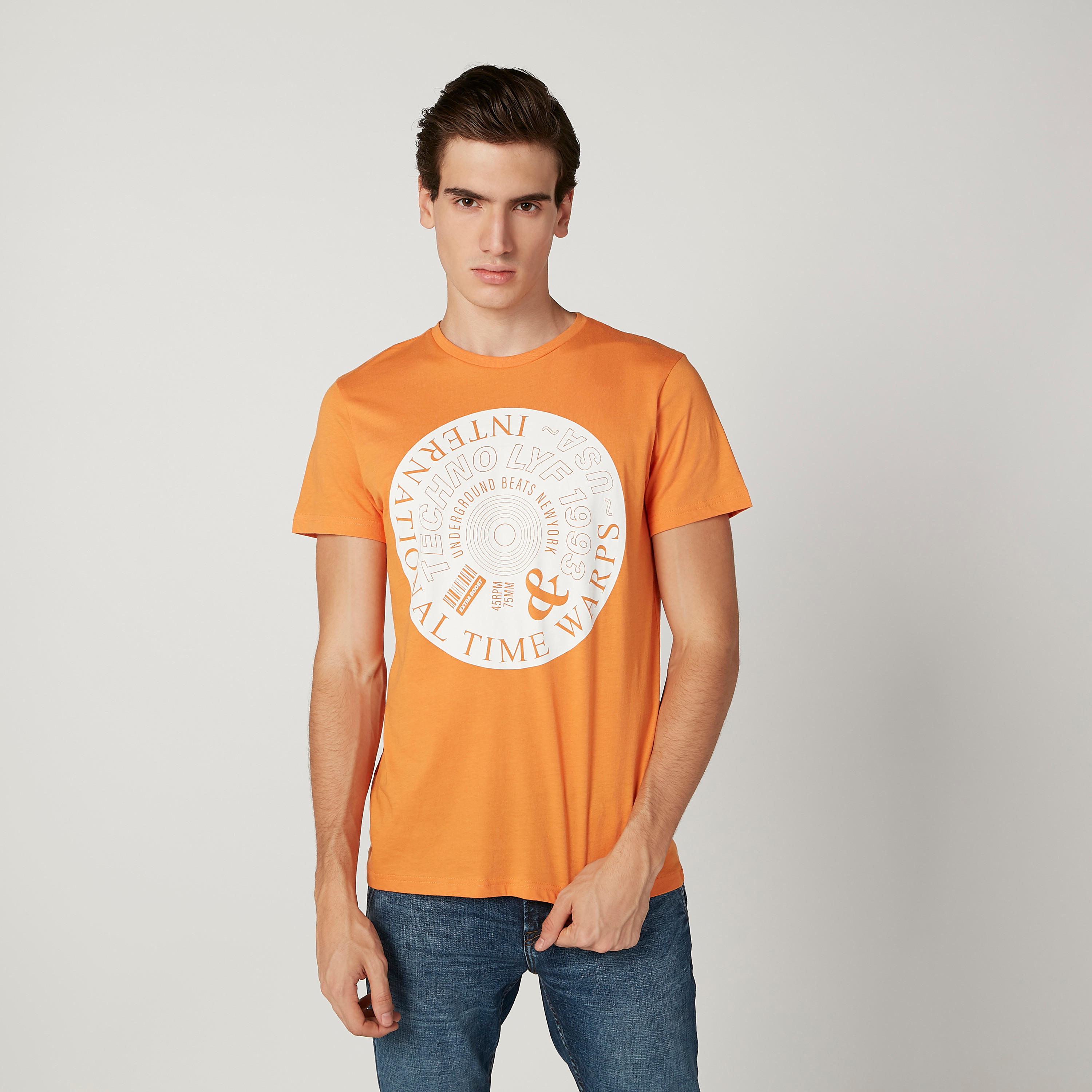 Printed T-shirt with Round Neck and Short Sleeves-men-clothing-tshirtsandpolos-tshirts-image-1