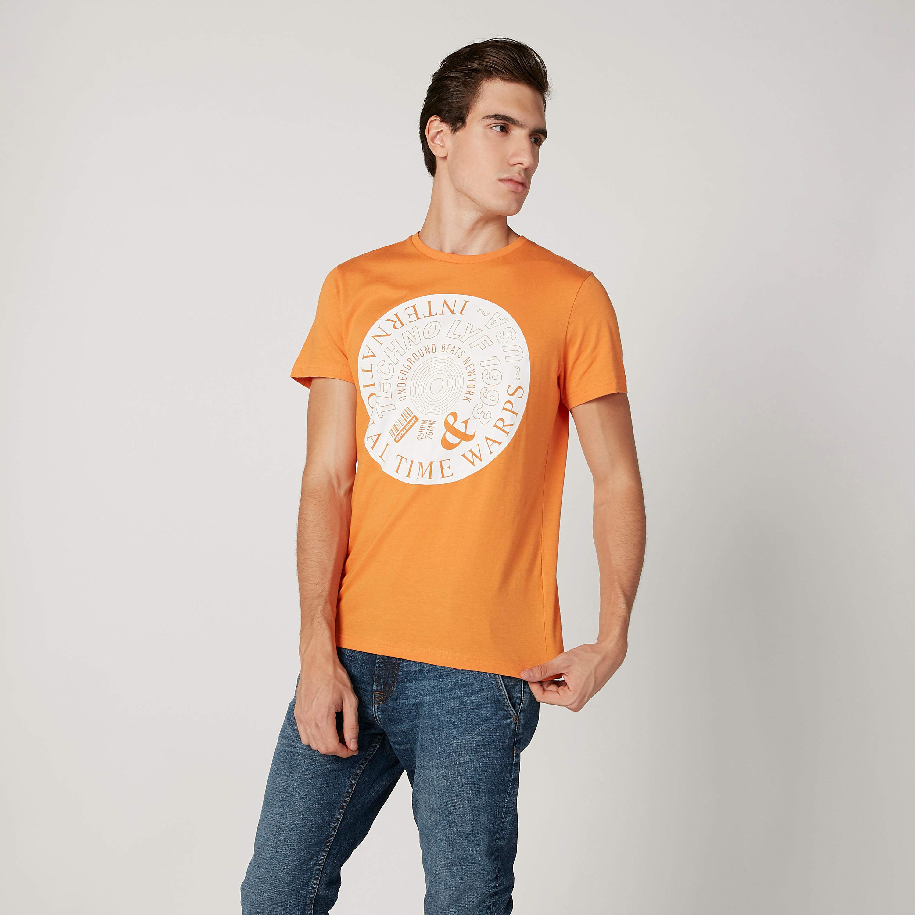 Printed T-shirt with Round Neck and Short Sleeves-men-clothing-tshirtsandpolos-tshirts-image-2