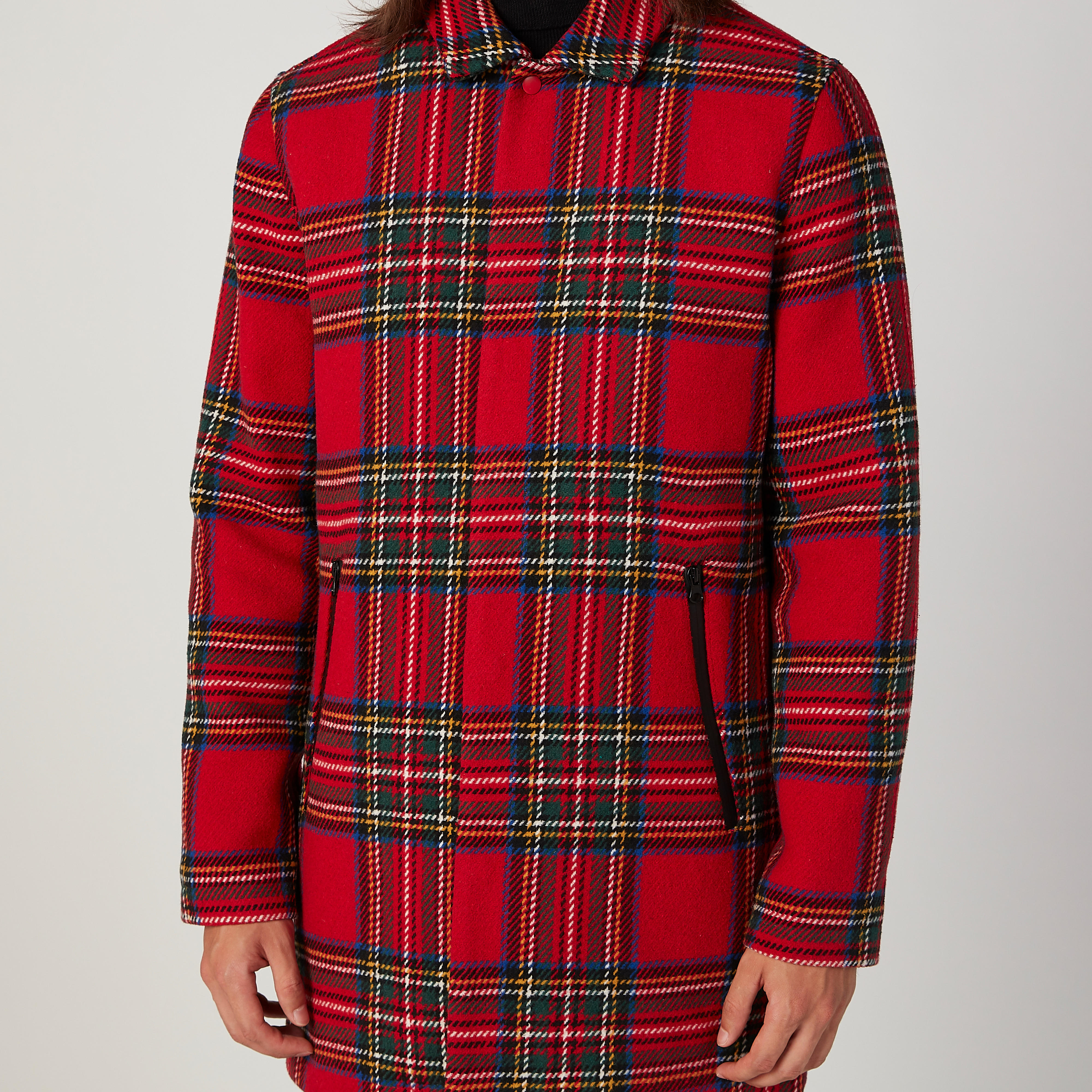 معطف طويل مربعات بجيوب بسحّاب-men-clothing-jacketsandblazers-coats-image-4
