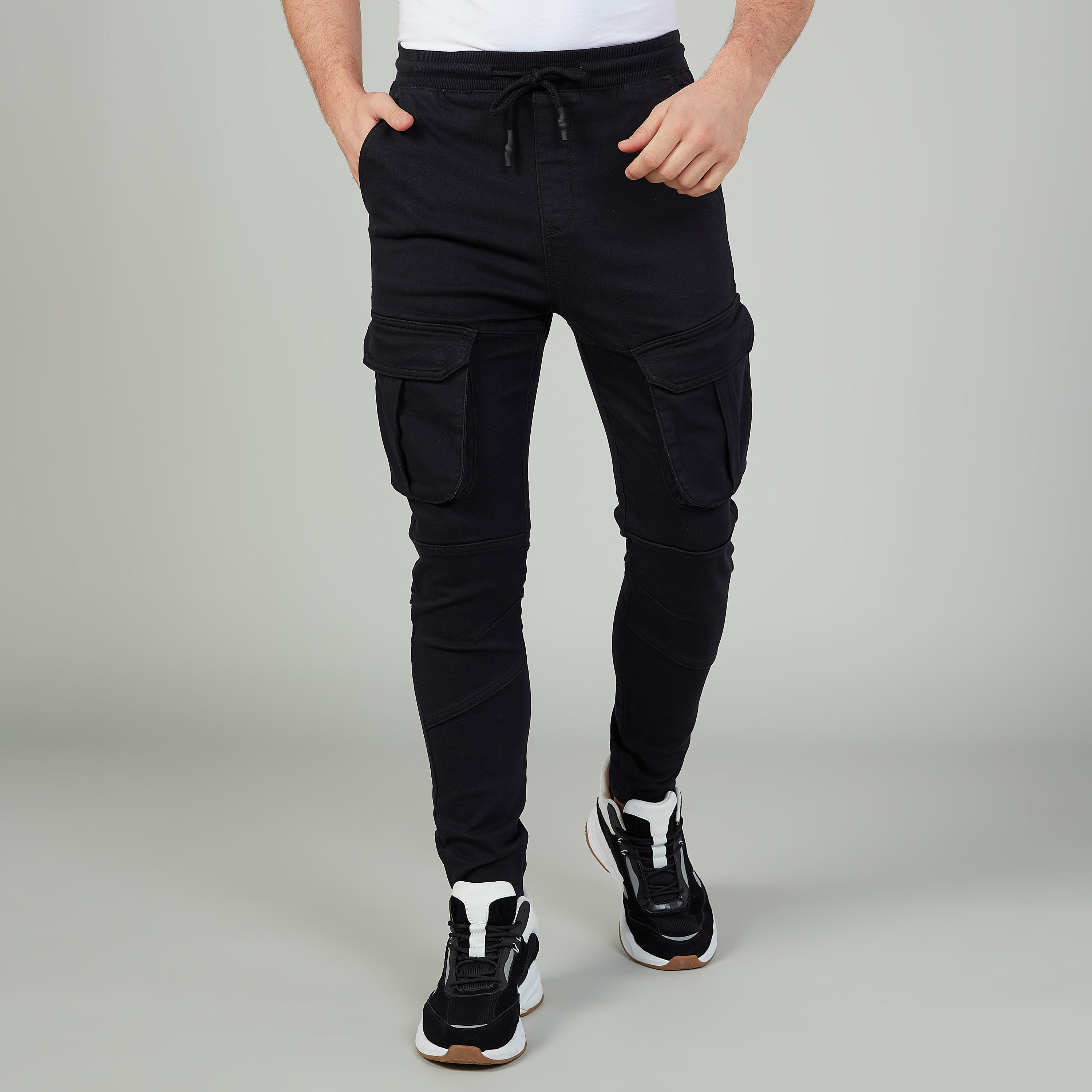 Full Length Solid Mid-Rise Cargo Pants with Pocket Detail-men-clothing-bottoms-trousersandchinos-trousers-image-1